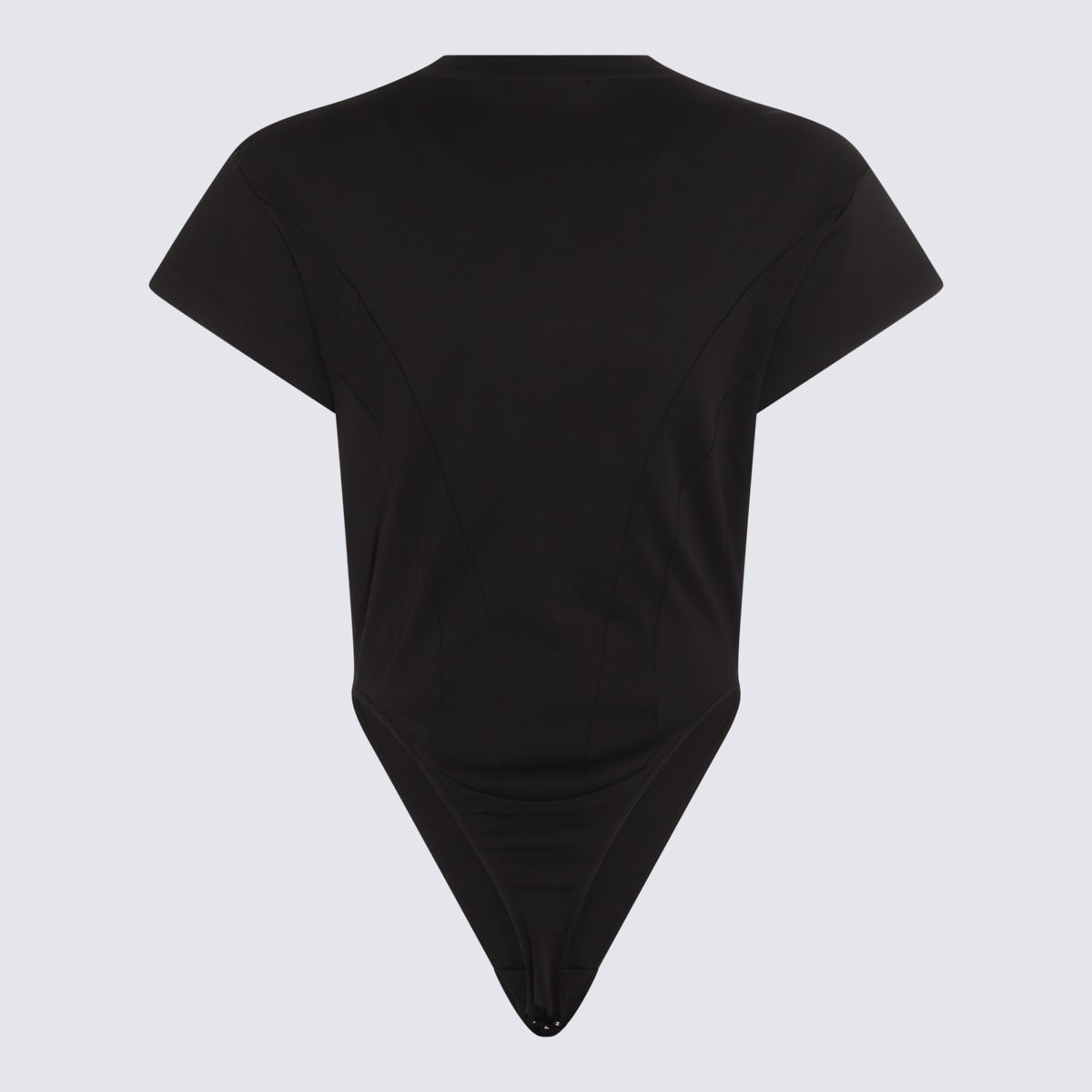 Shop Mugler Black Jersey Zipped Bodysuit
