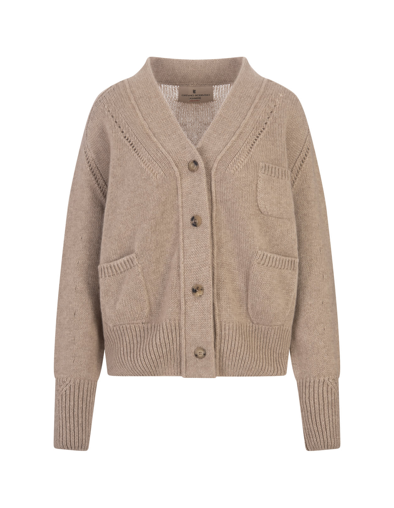 Shop Ermanno Scervino Oversized Cardigan In Sand Cashmere In Brown