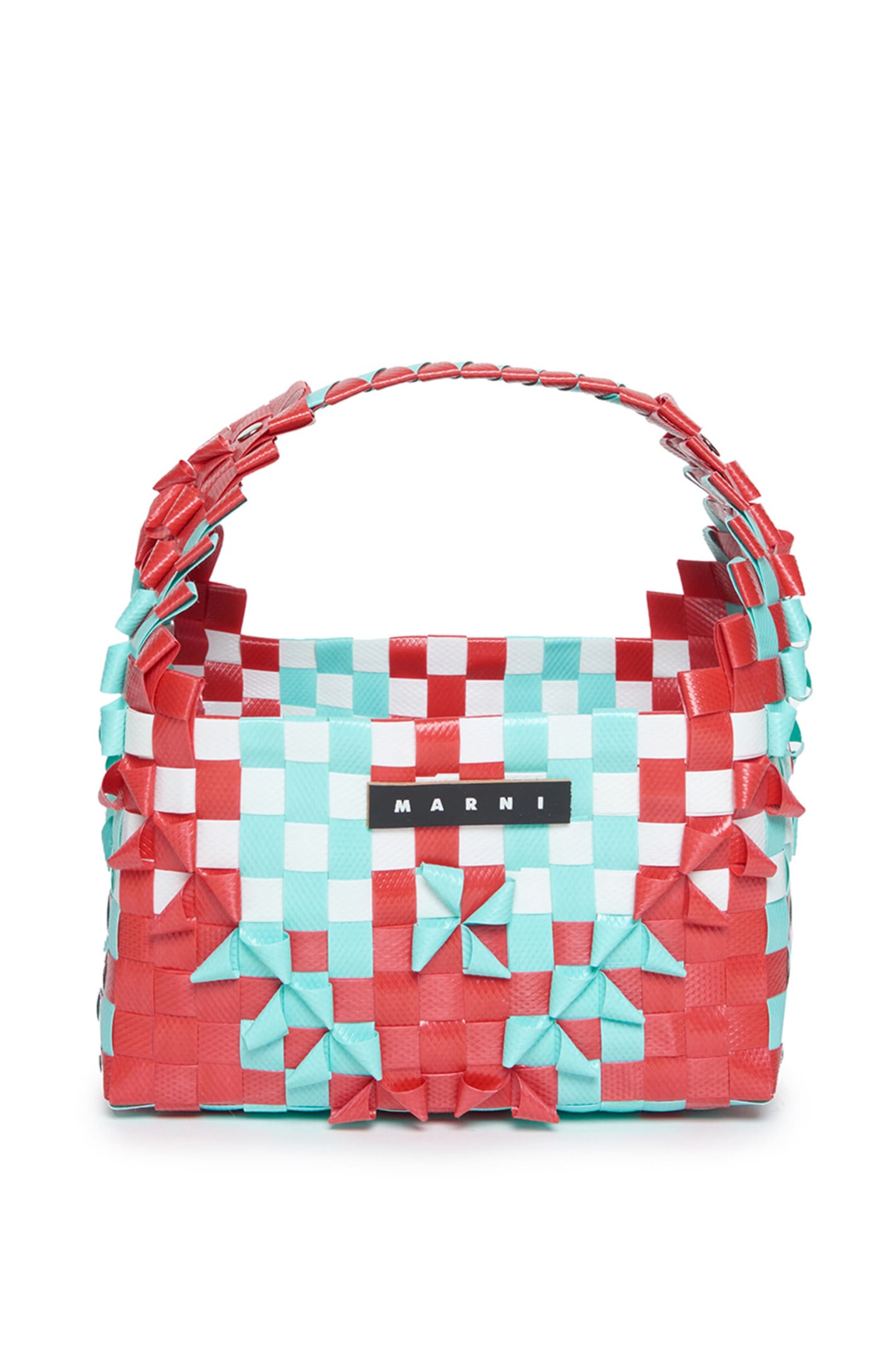 Mw80f Rainbow Bag Bags Marni Red Woven Rainbow Bag With Single Handle And Applied Logo