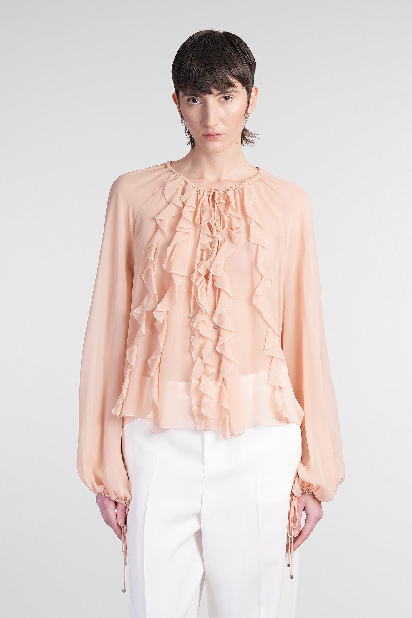 Blouse In Rose-pink Silk