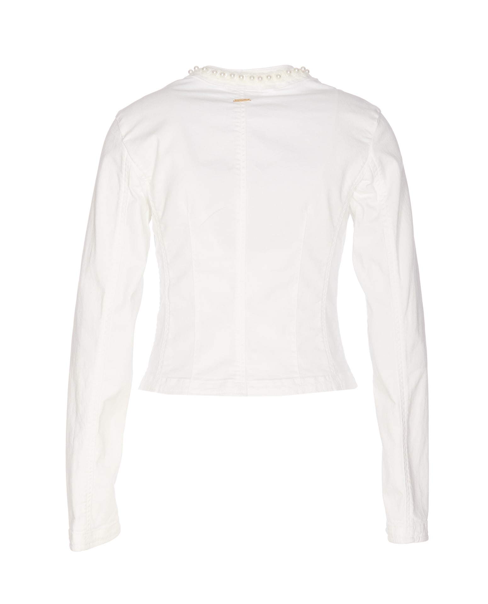 Shop Liu •jo Pearls Stretch Jacket In White