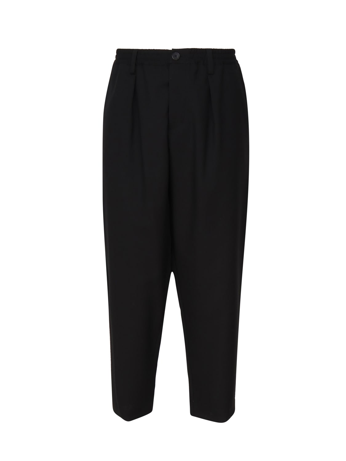 Shop Marni Cropped Trousers In Fresh Wool In Black
