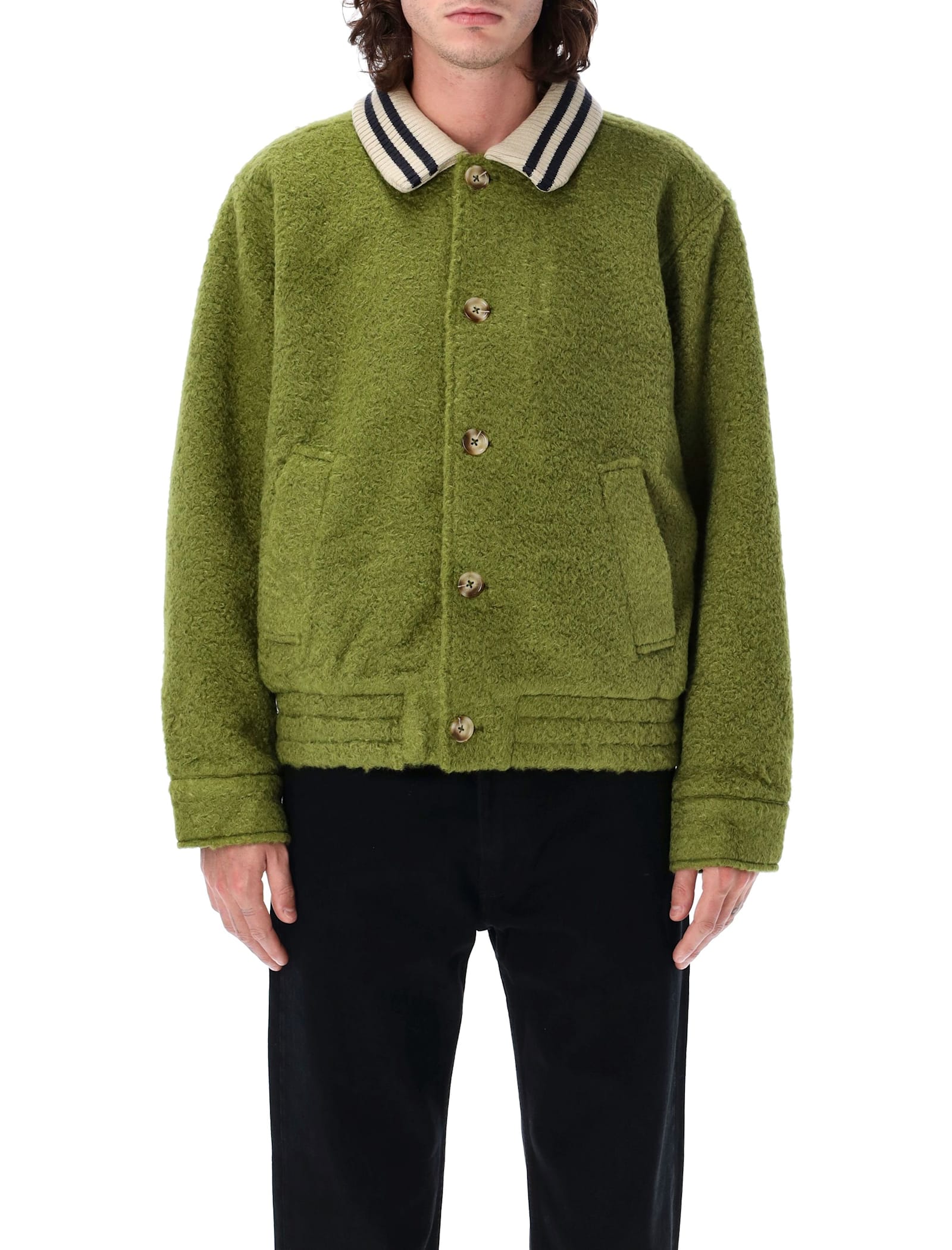 Shop Obey Saunders Blouson Jacket In Moss Green