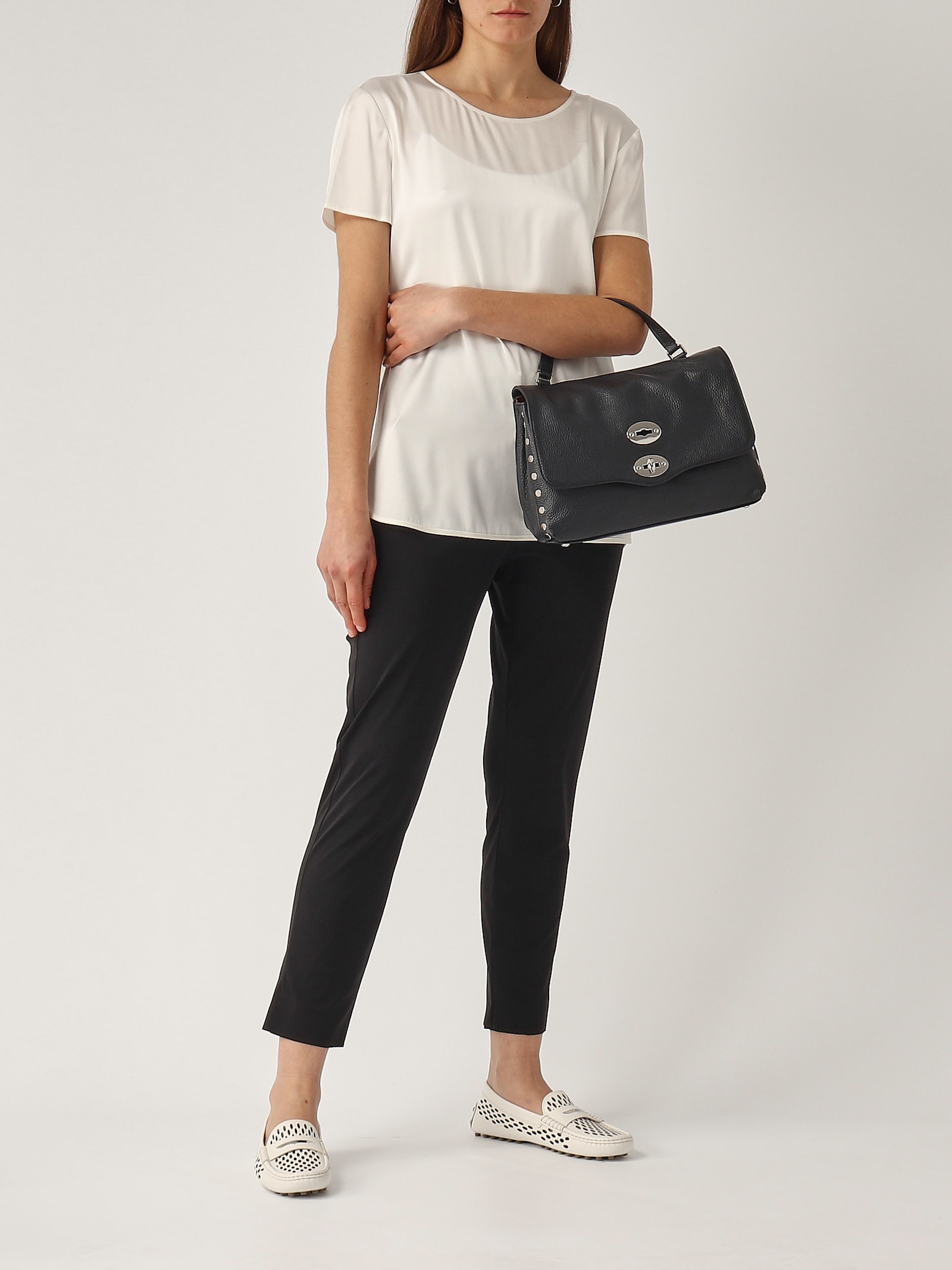 Max Mara Cortona Silk Satin T-shirt In Bianco