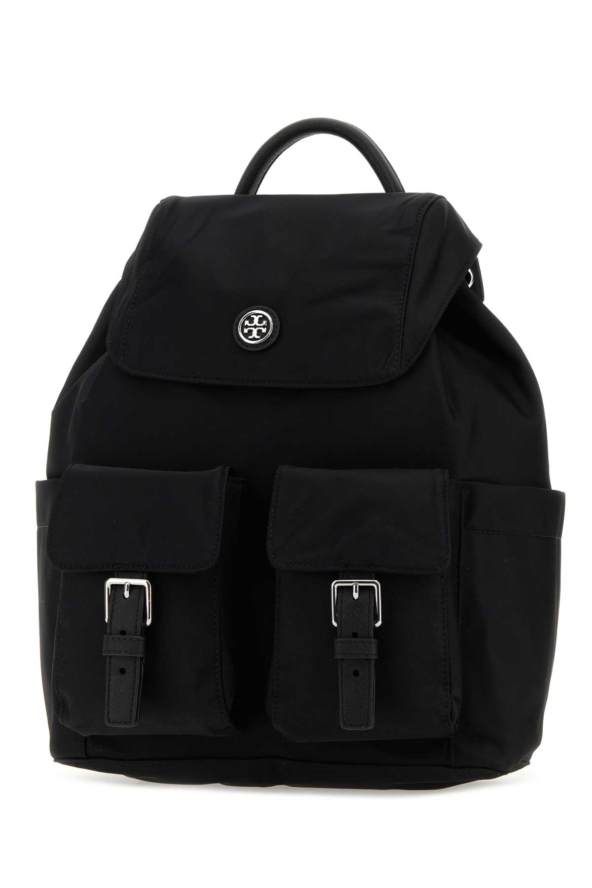 Shop Tory Burch Black Nylon Backpack In 001