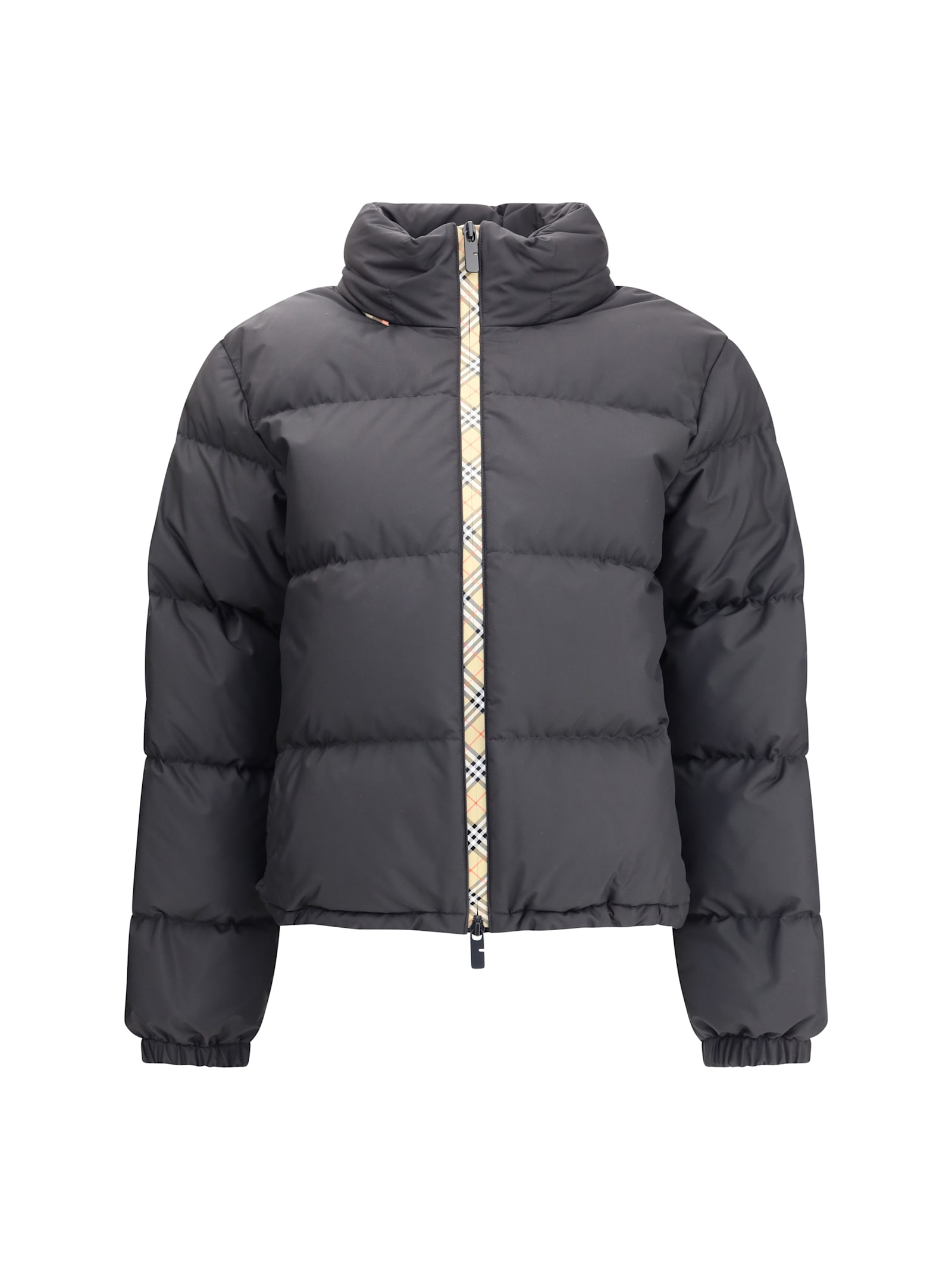 Burberry Black Polyester Down Jacket In Gray