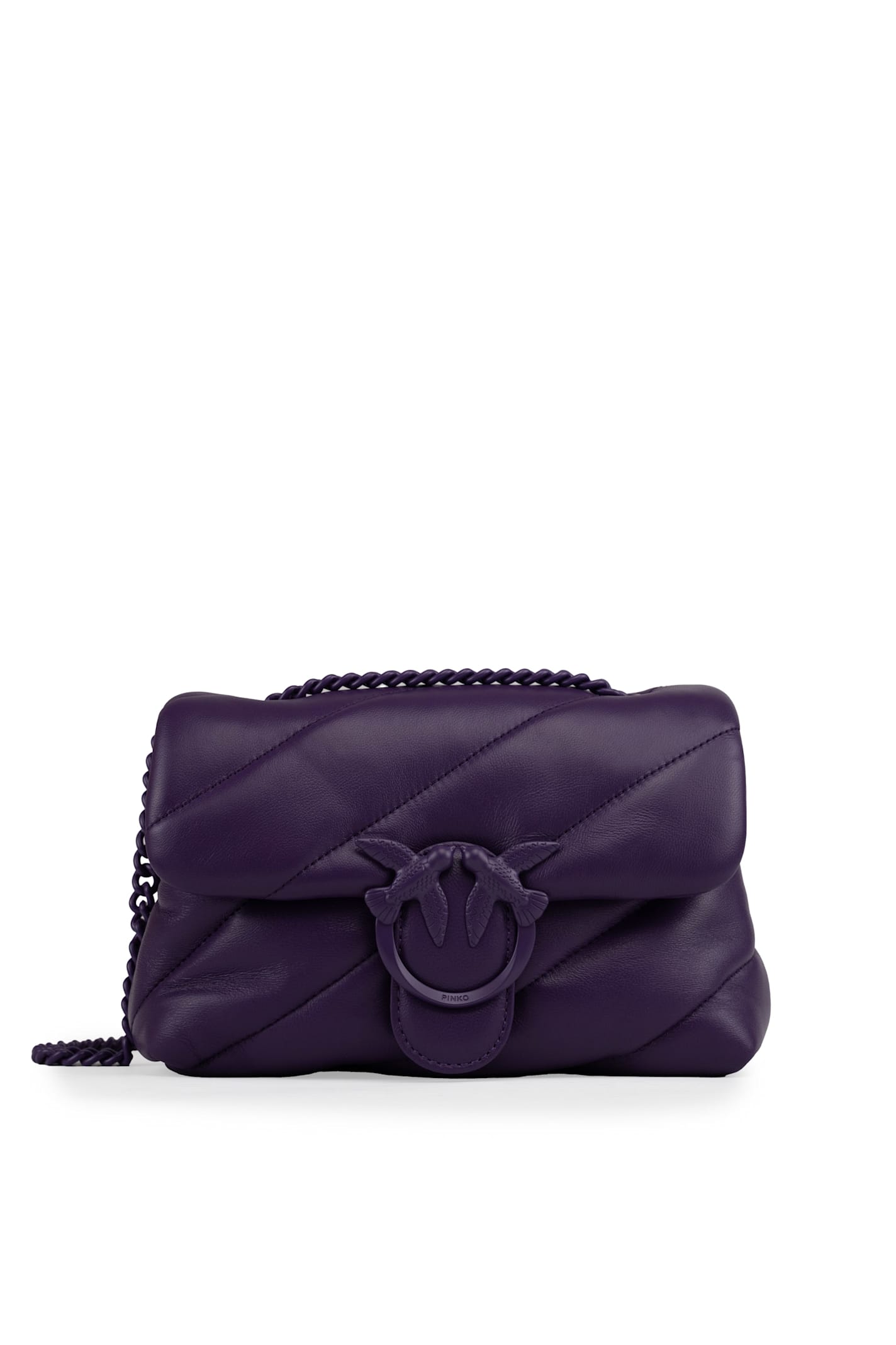 Shop Pinko Mini Love Puff Bag In Color Block Nappa In Plum-block Color