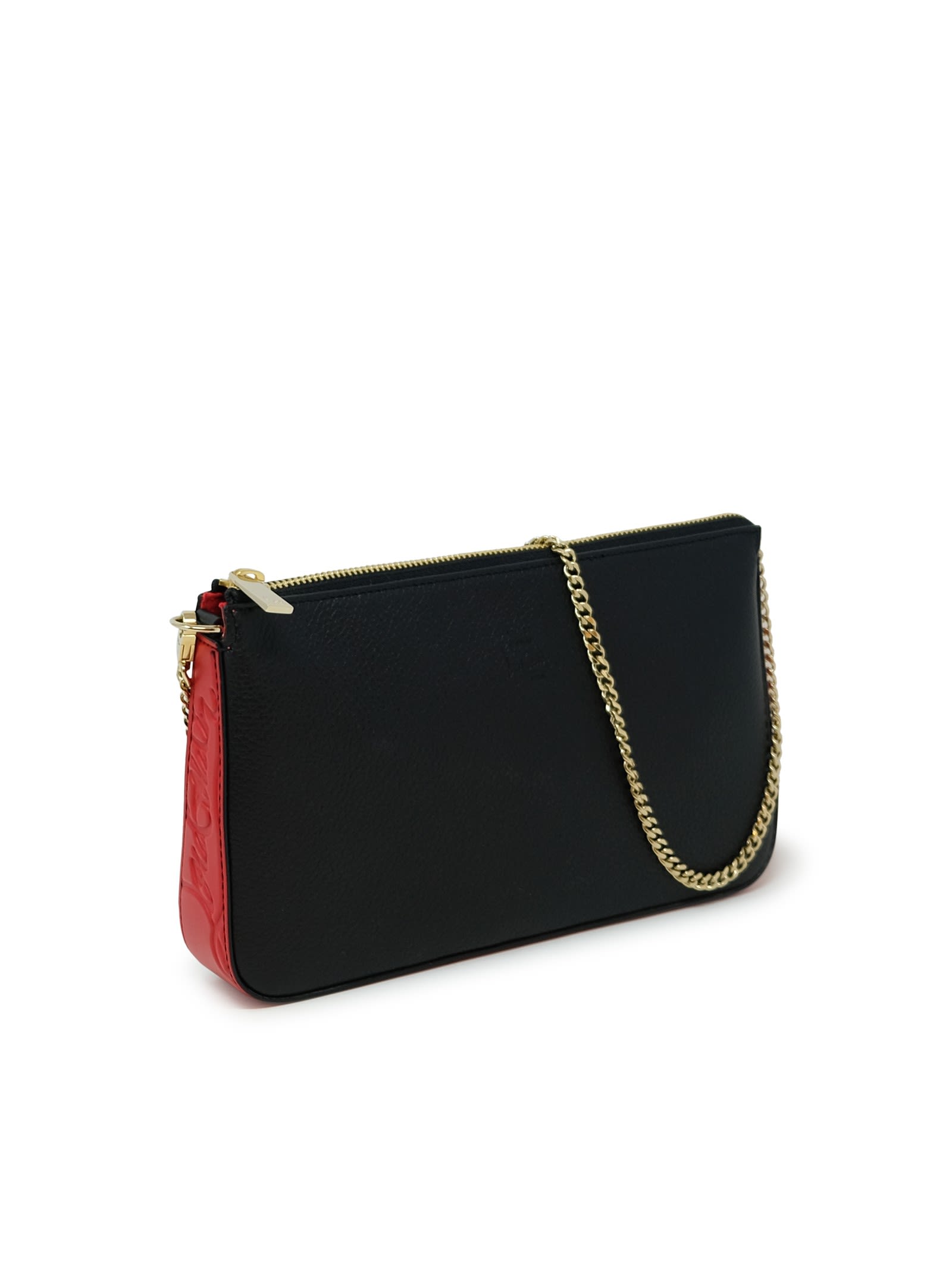 Christian Louboutin Black Leather Loubila Pouch In Black