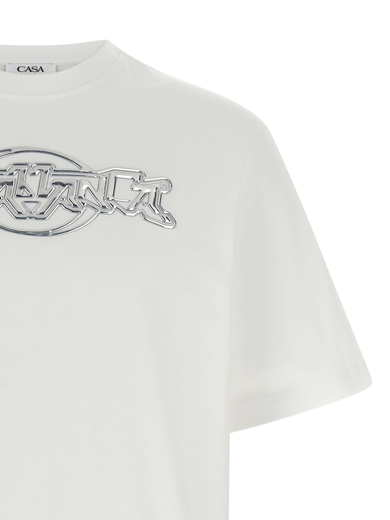Casablanca Oversize Crew Neck T-shirt With Graphic Print In White