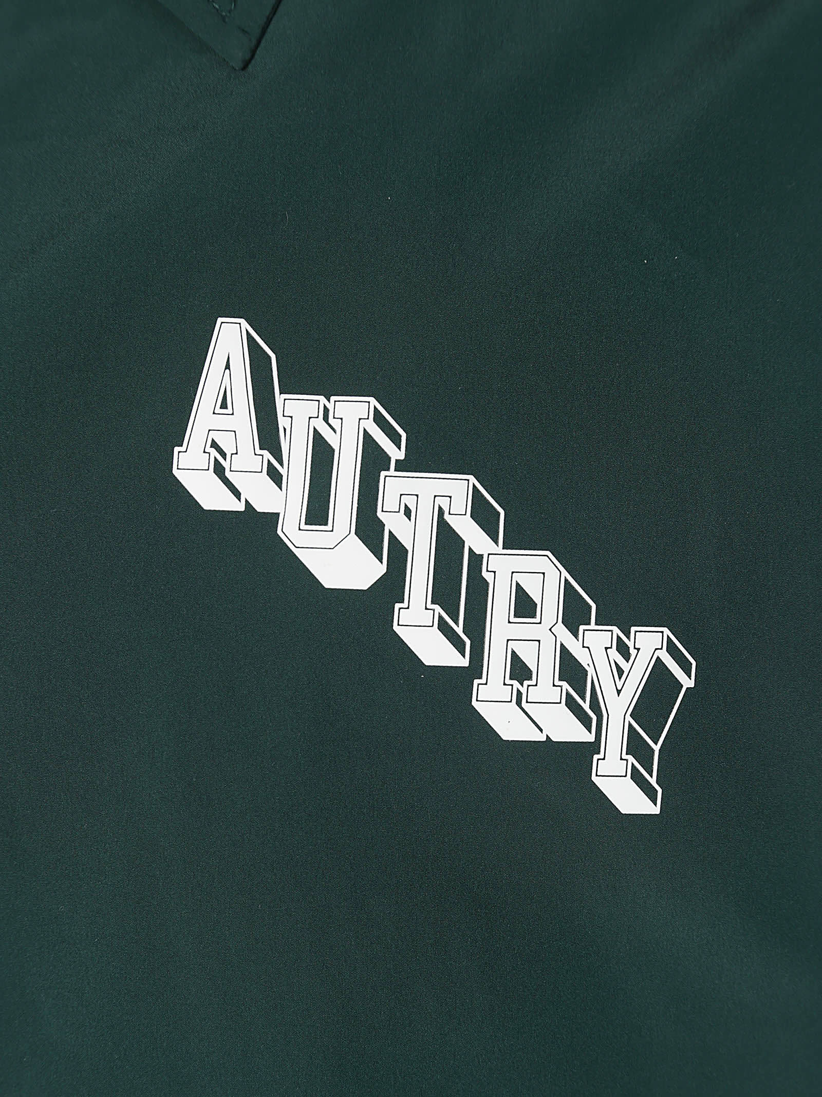 Autry Classic Collar Button-up Jacket With Ribbed Hems In Green