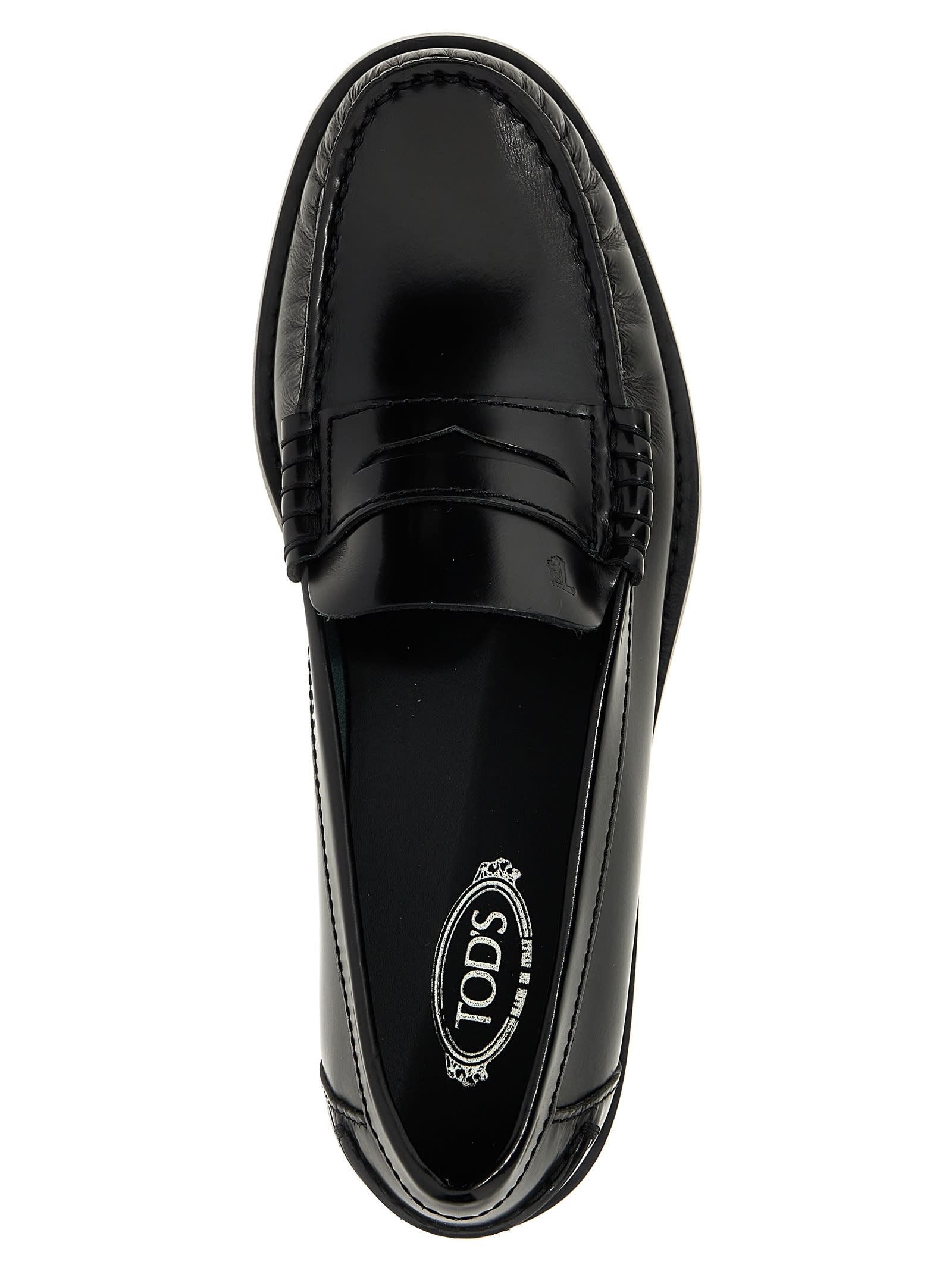 Shop Tod's Leather Loafers In Black