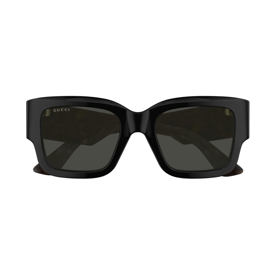 Gucci Oversized Rectangle Acetate Sunglasses In Black-havana-grey