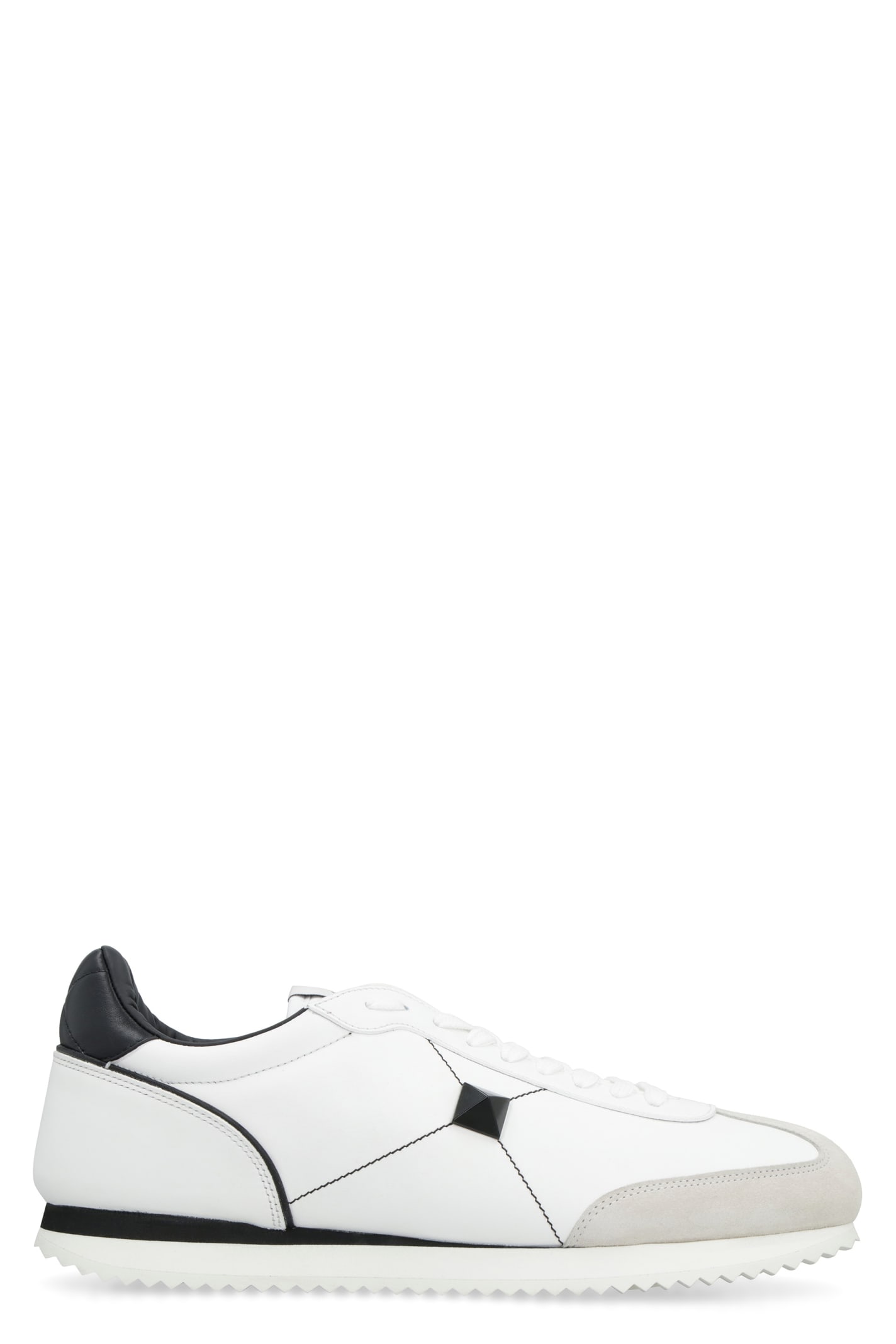 White Low Top Sneakers In Calf Leather And Nappa Leather
