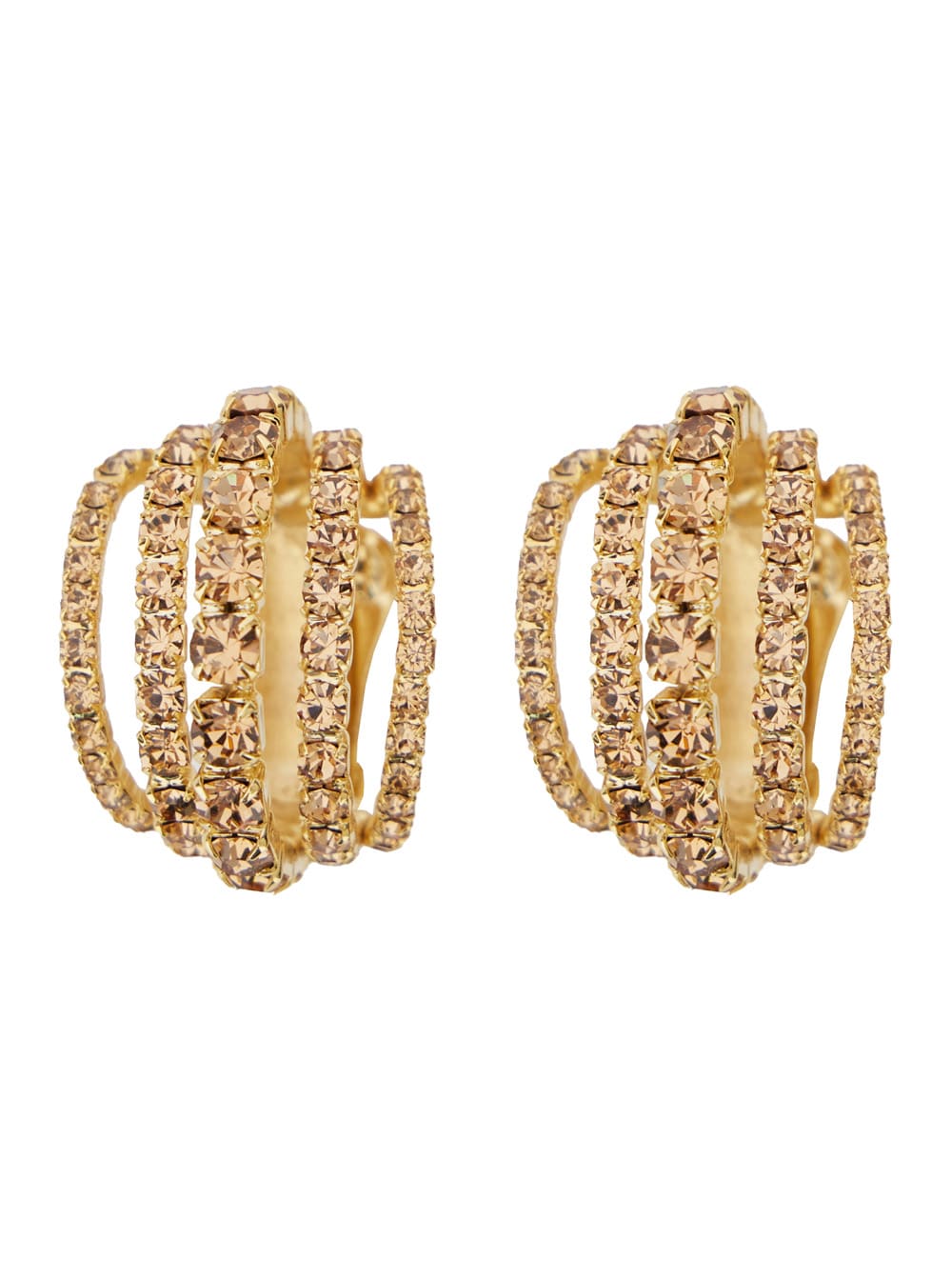 shells Metallic Earings With Rear Closure In Gold Pleated Brass Woman
