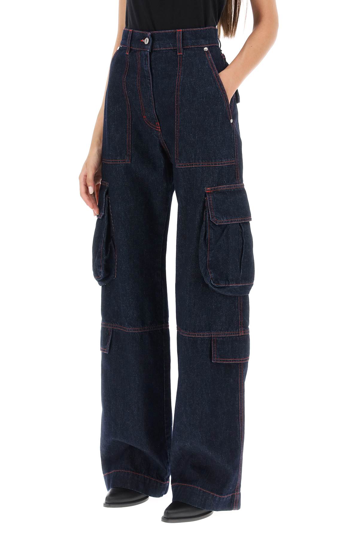 Shop Msgm Cargo Jeans With Flared Cut