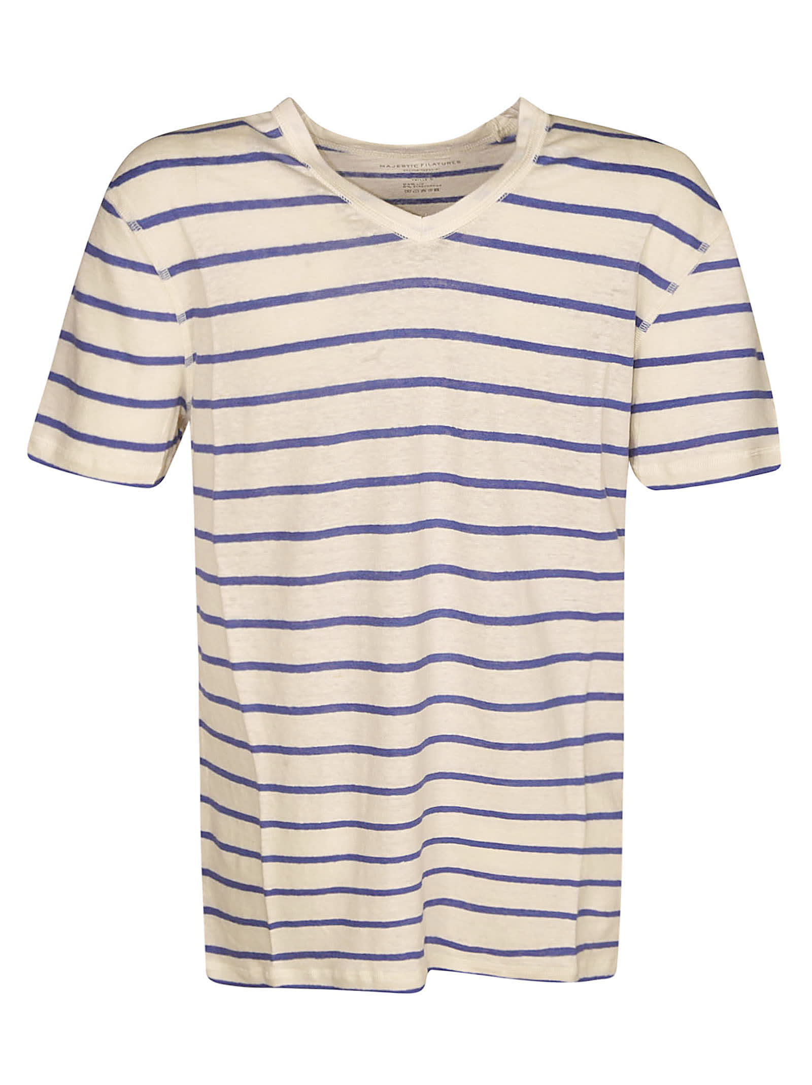 Shop Majestic Stripe V-neck T-shirt In Klein