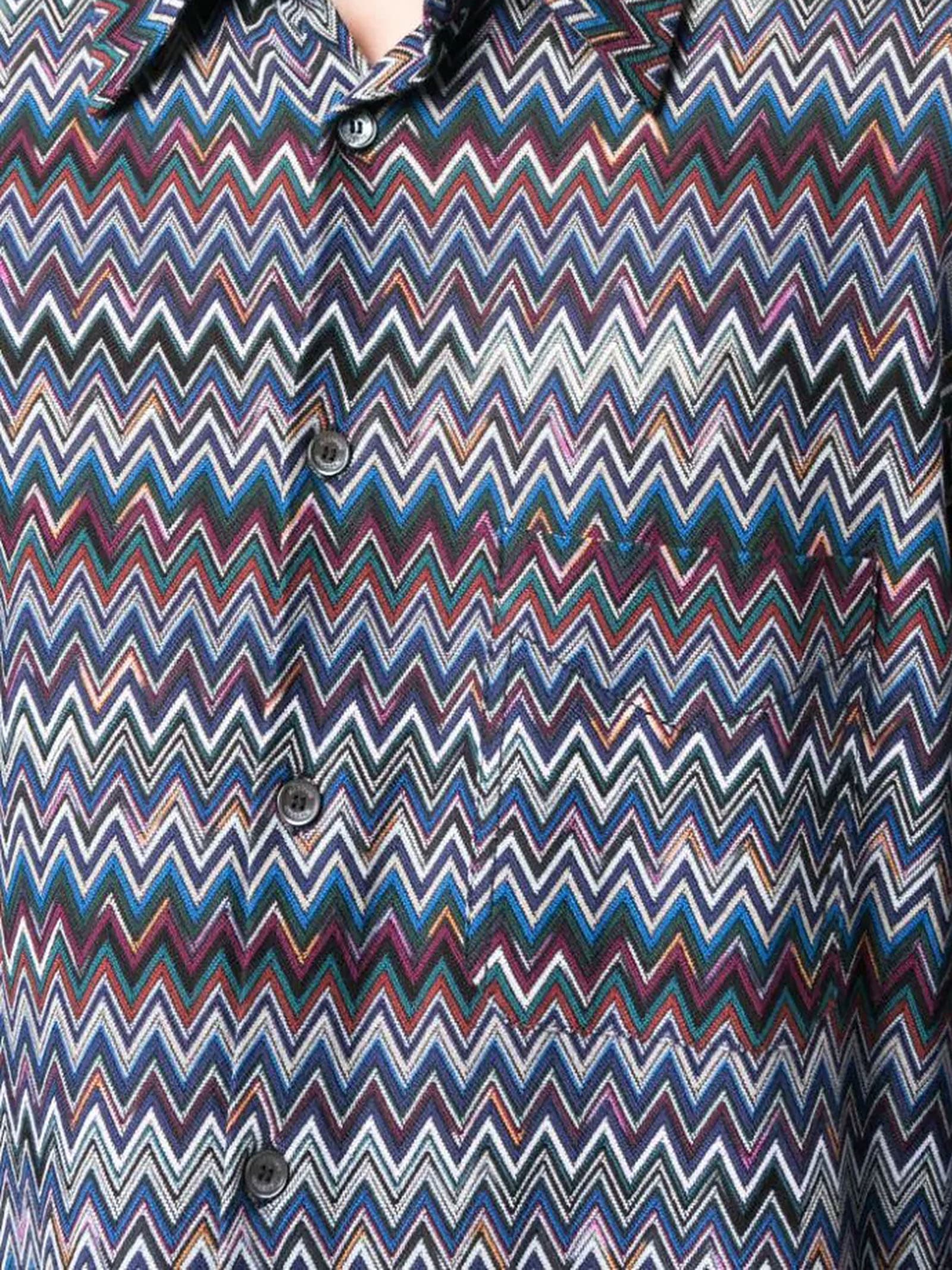 Shop Missoni Multicolour Cotton Blend Shirt In Navy