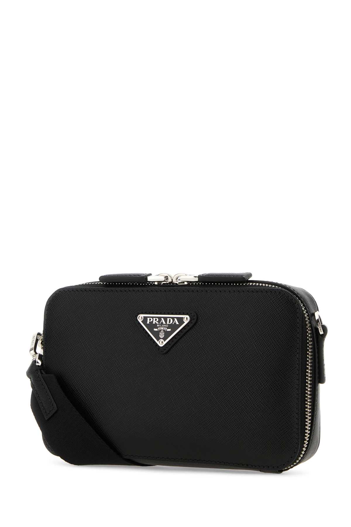 Shop Prada Black Leather Brique Crossbody Bag In Nero