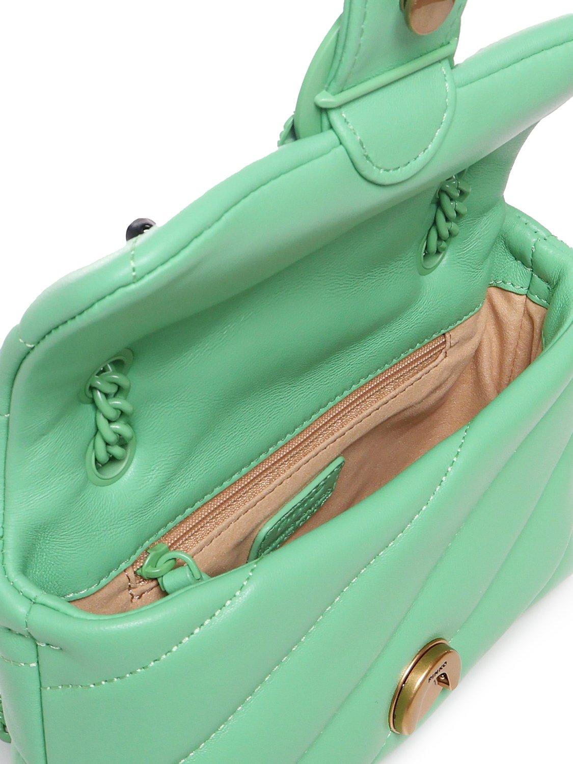 Shop Pinko Love Bird Fold-over Mini Crossbody Bag In Green