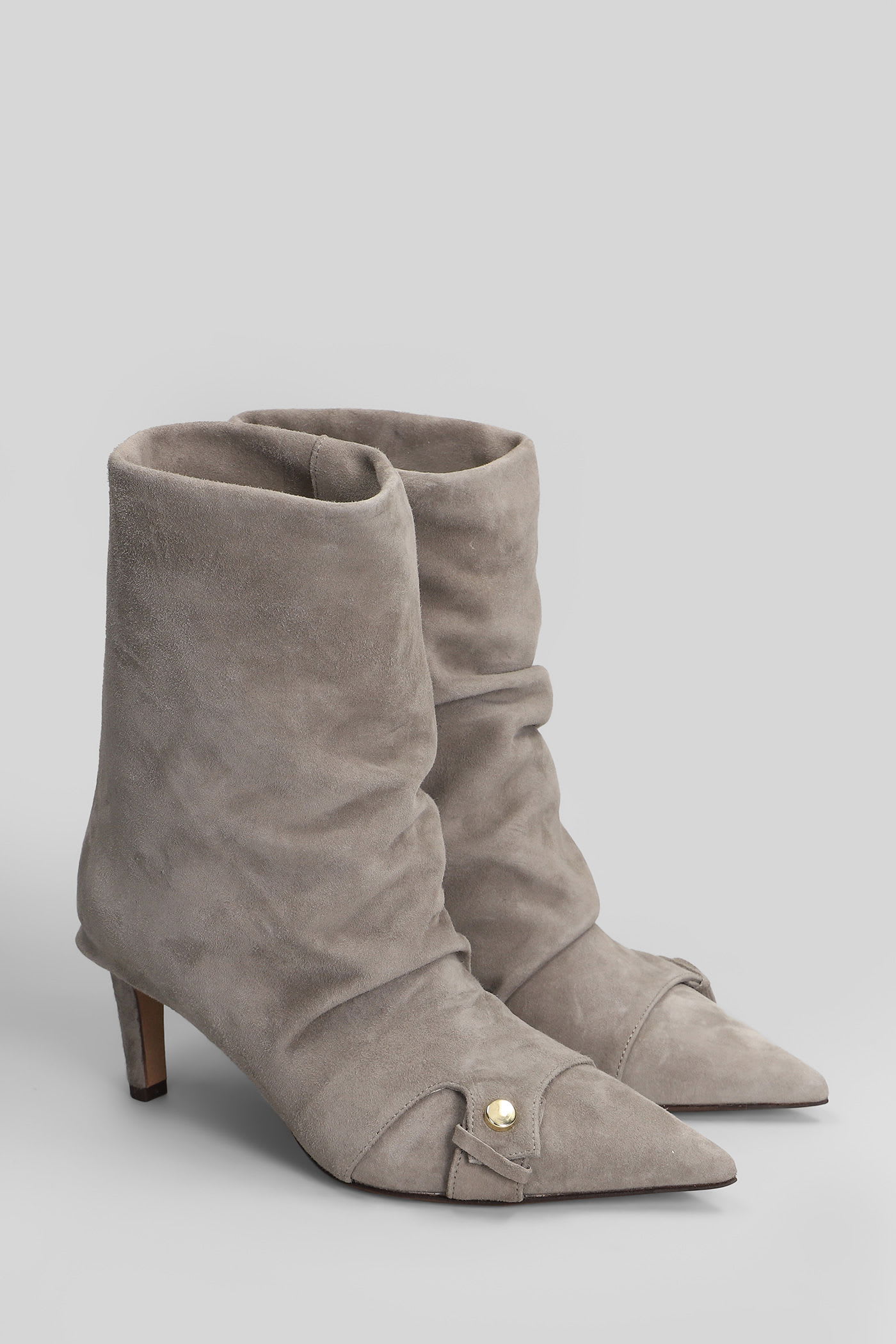 The Seller Low Heels Ankle Boots In Grey Suede In Gray