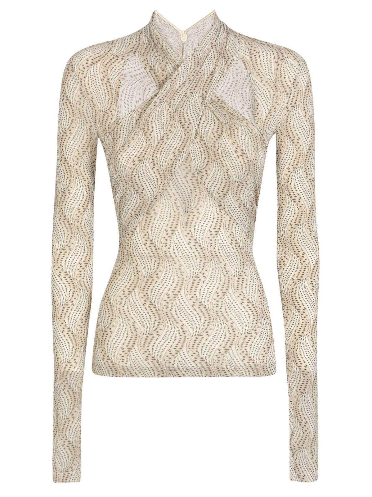 Shop Isabel Marant Cut-out Detailed Crossover Neck Top In Beige
