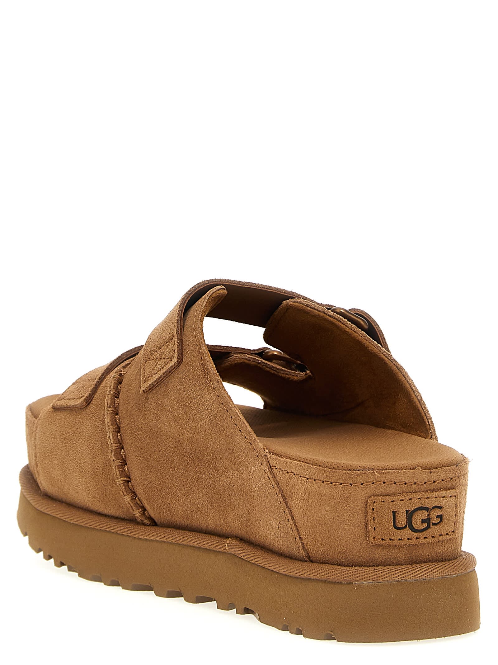 Ugg Goldenstar Hi Slide Slipper-mule In Leather Color Suede In Brown