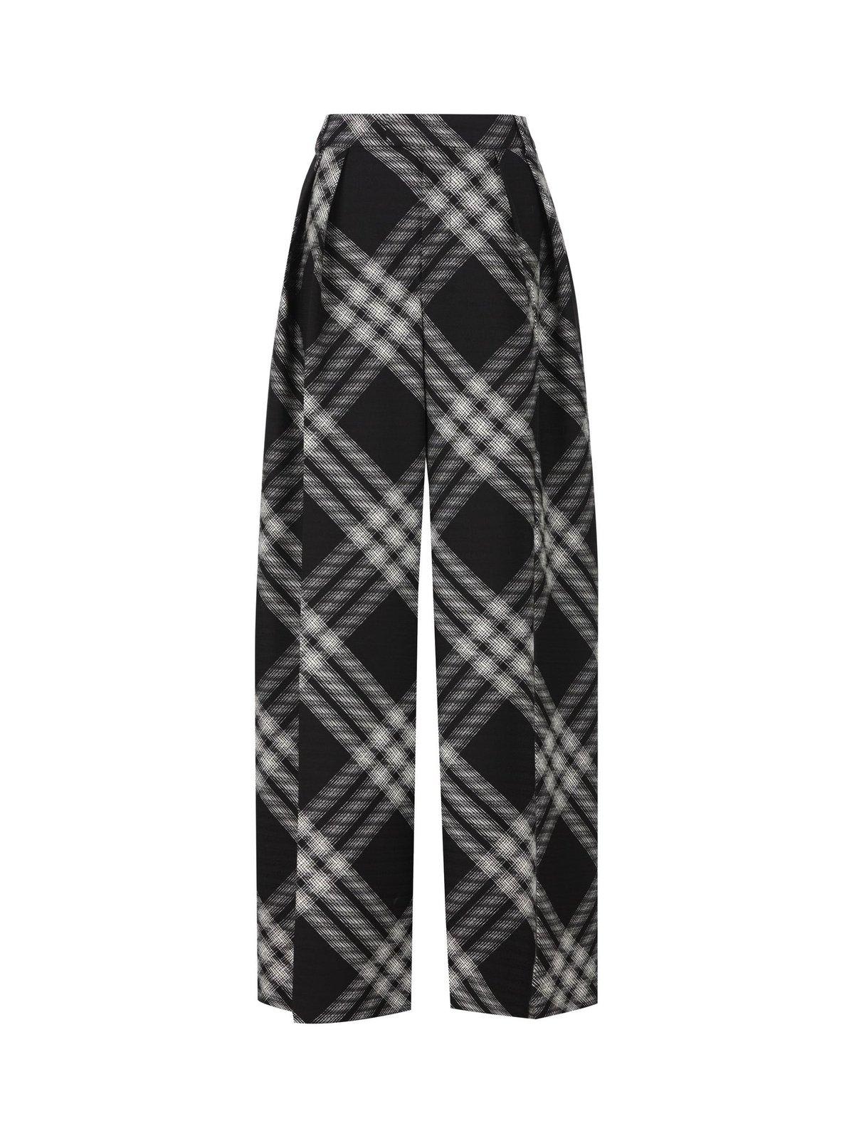 Shop Burberry Vintage Check Wide-leg Trousers In Monochrome Ip Check