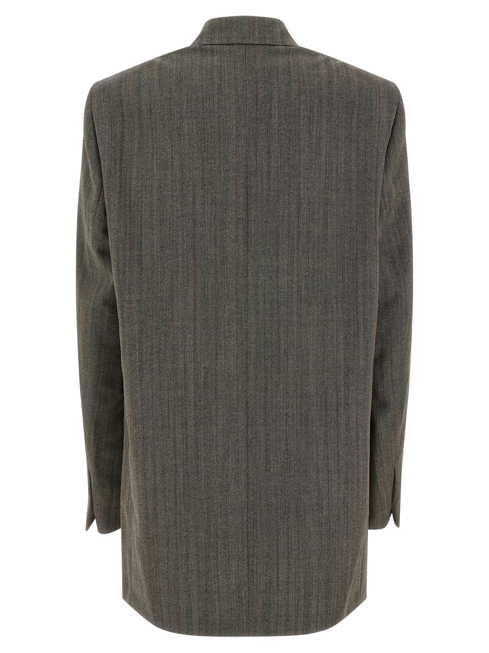 Dries Van Noten Tailored Double-breasted Blazer With Pinstripe Detail In Gray