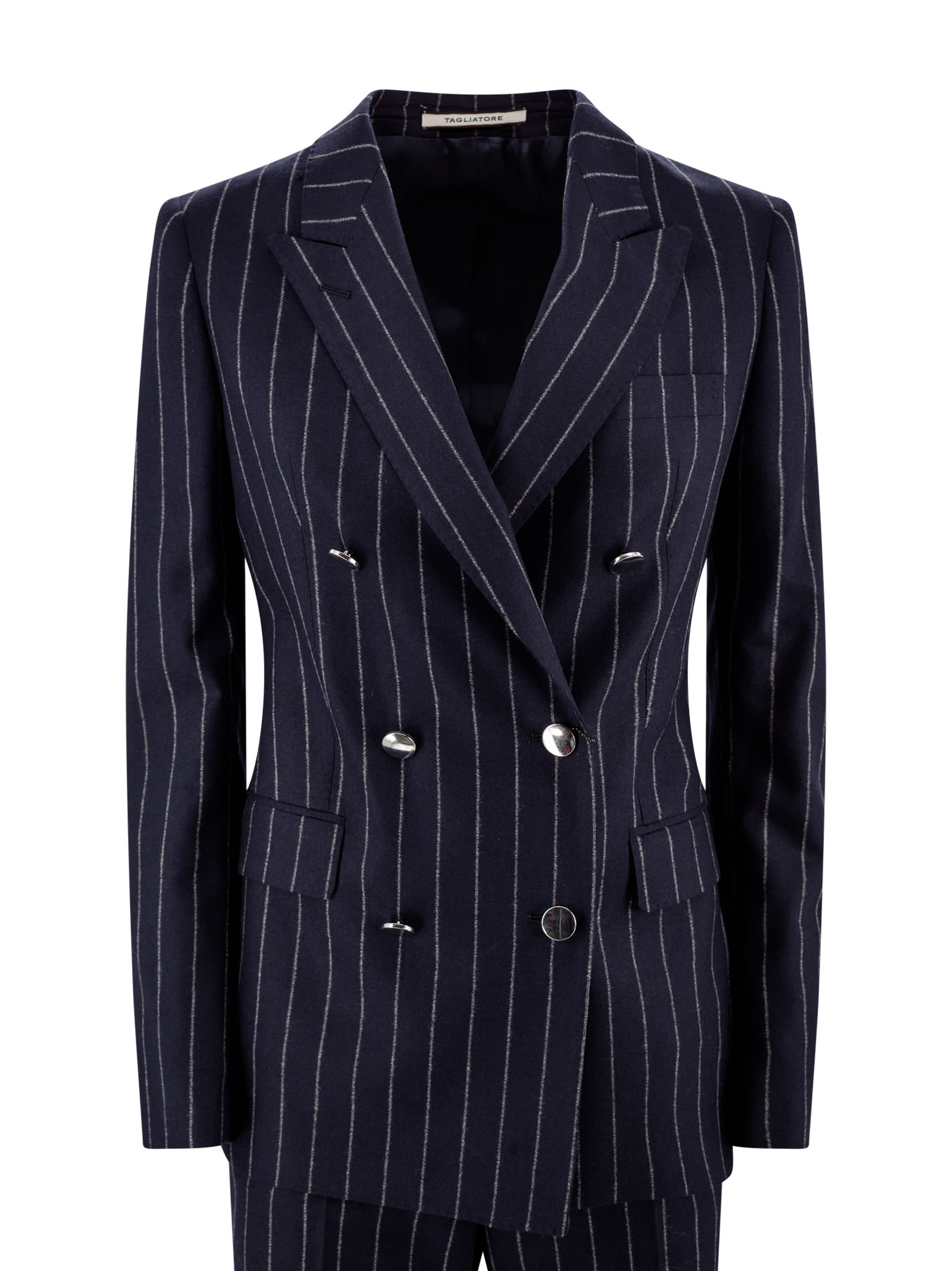 Shop Tagliatore Pinstriped Double-breasted Suit In Gessato