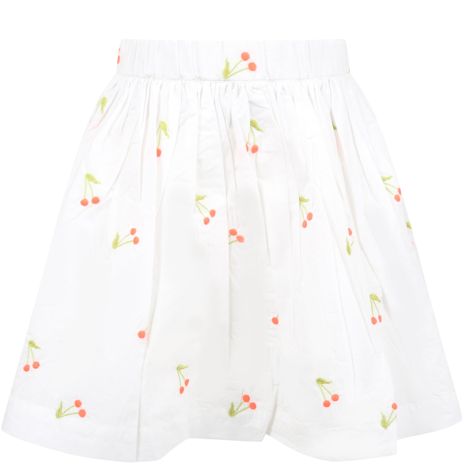 Bonpoint White Skirt For Girl With Colorful Cherries