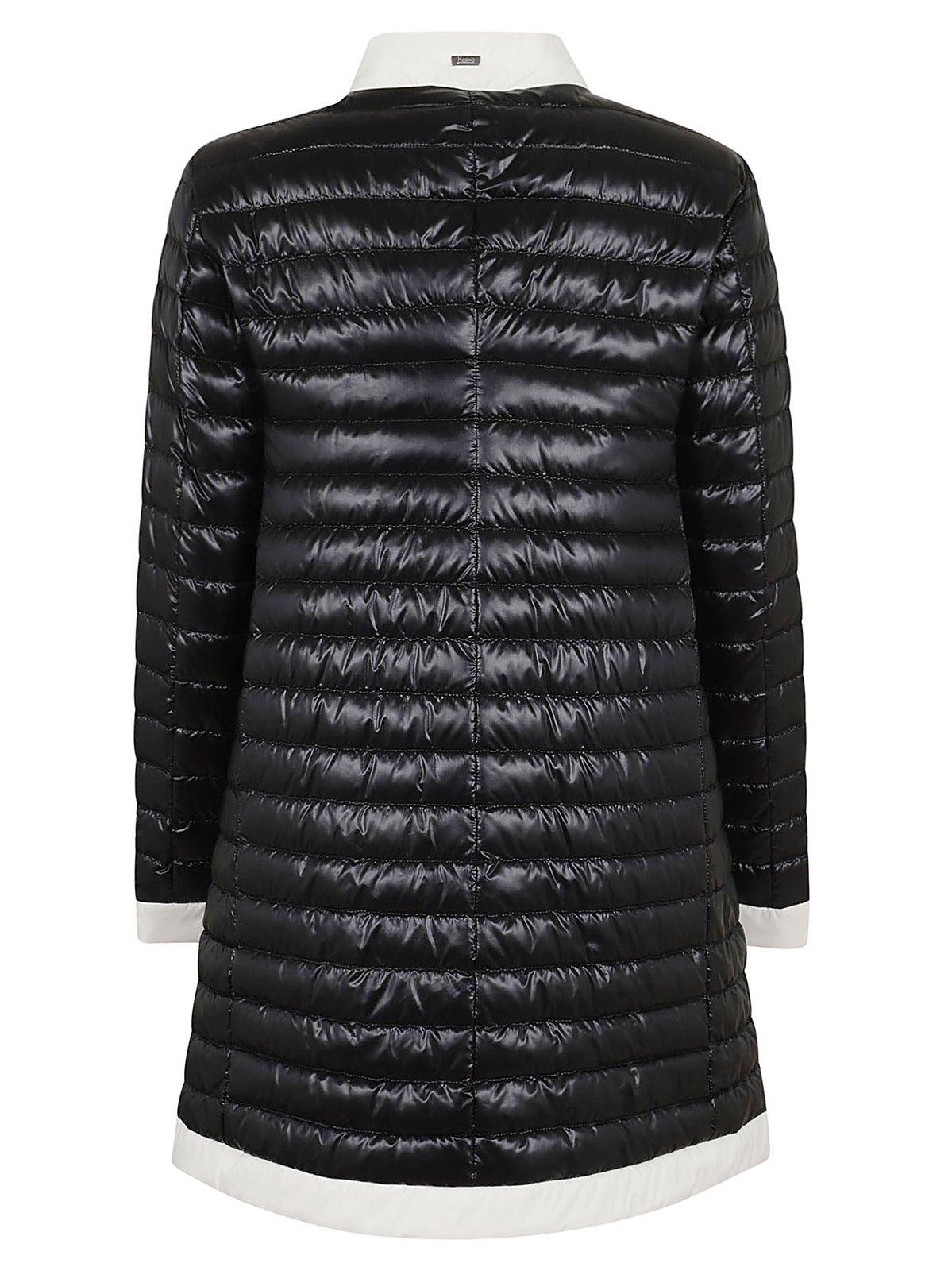 Shop Herno Long Sleeved Quilted Down Jacket In Nero