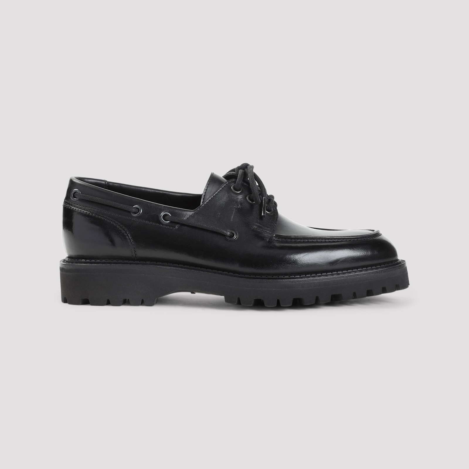 John Lobb High-gloss Black Calf Leather Lace-up Derbies In Black