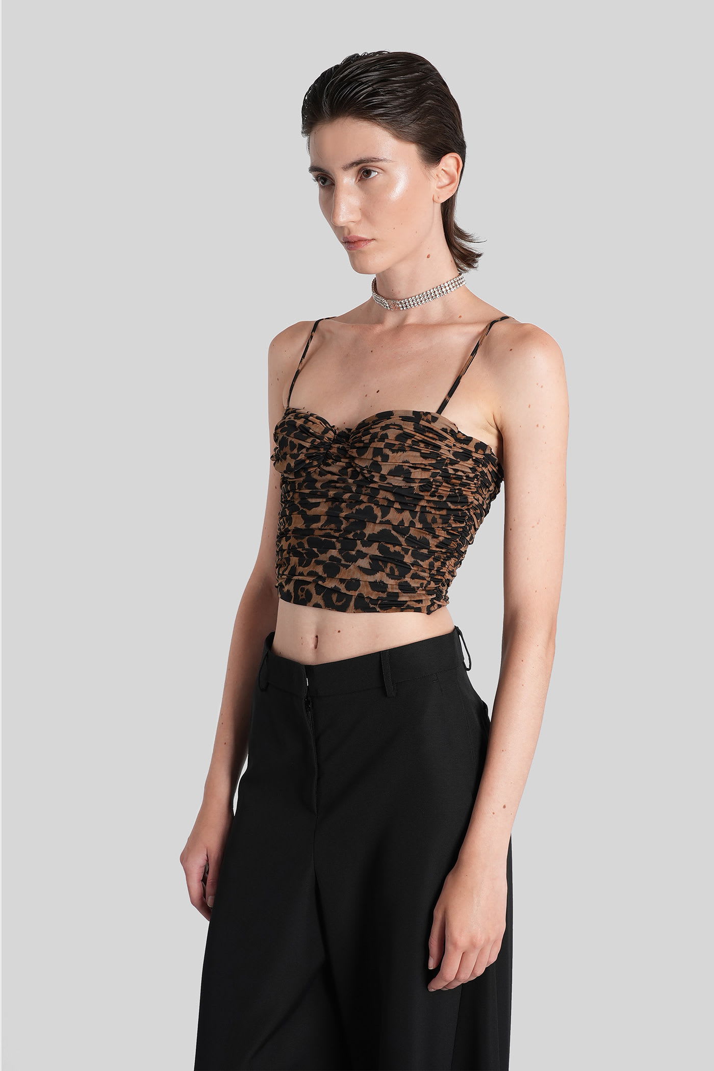 Blumarine Topwear In Animalier Polyamide In Animal Print