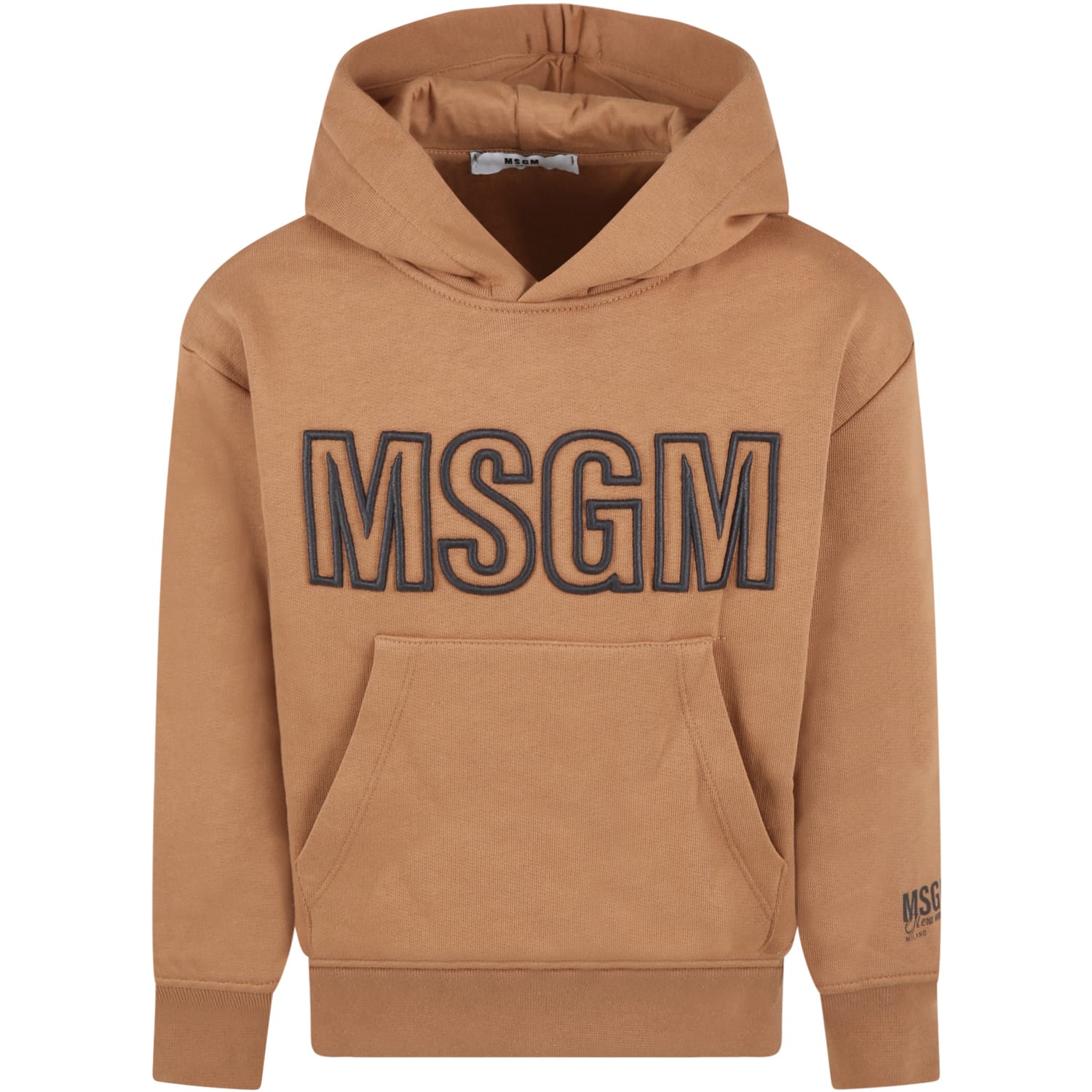 MSGM Brown Sweatshirt For Kids With Logo