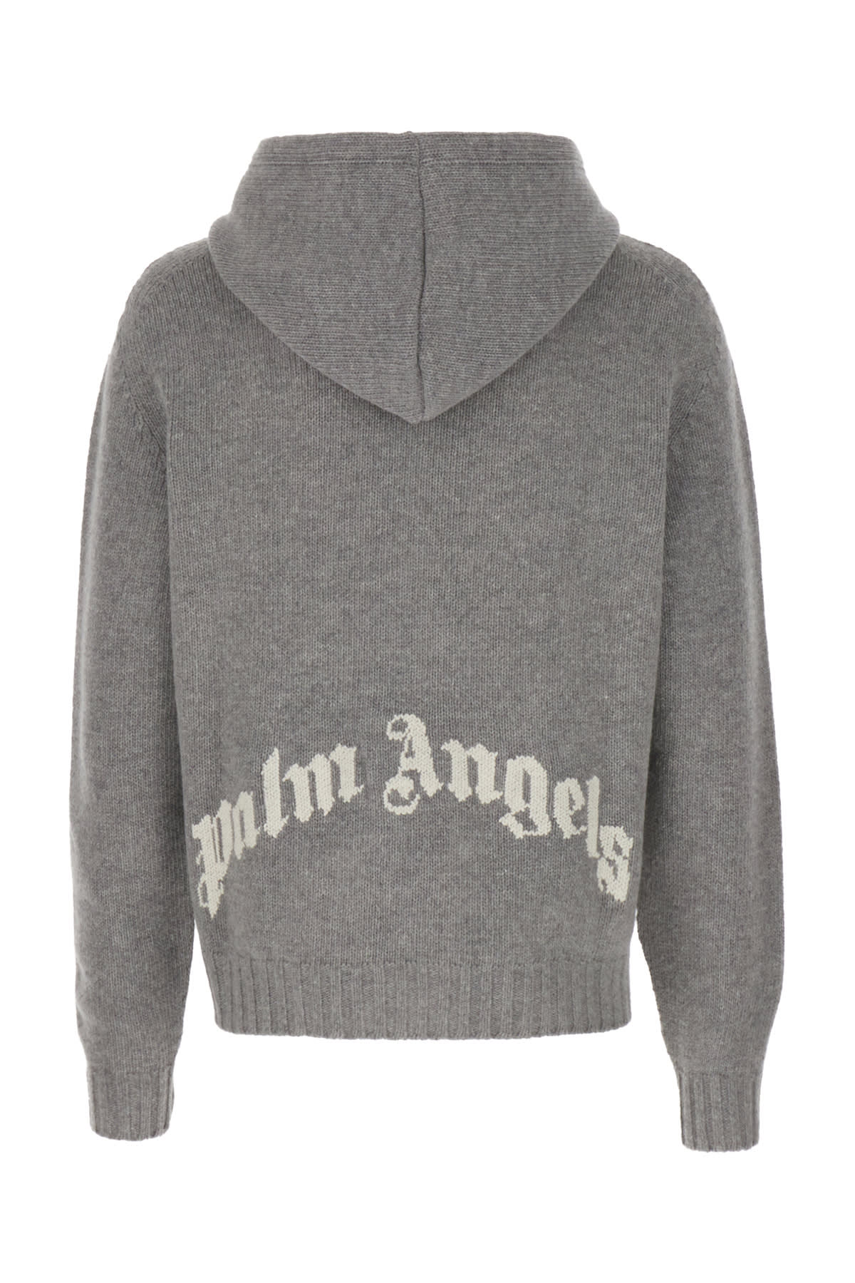 Shop Palm Angels Melange Grey Wool Blend Sweater