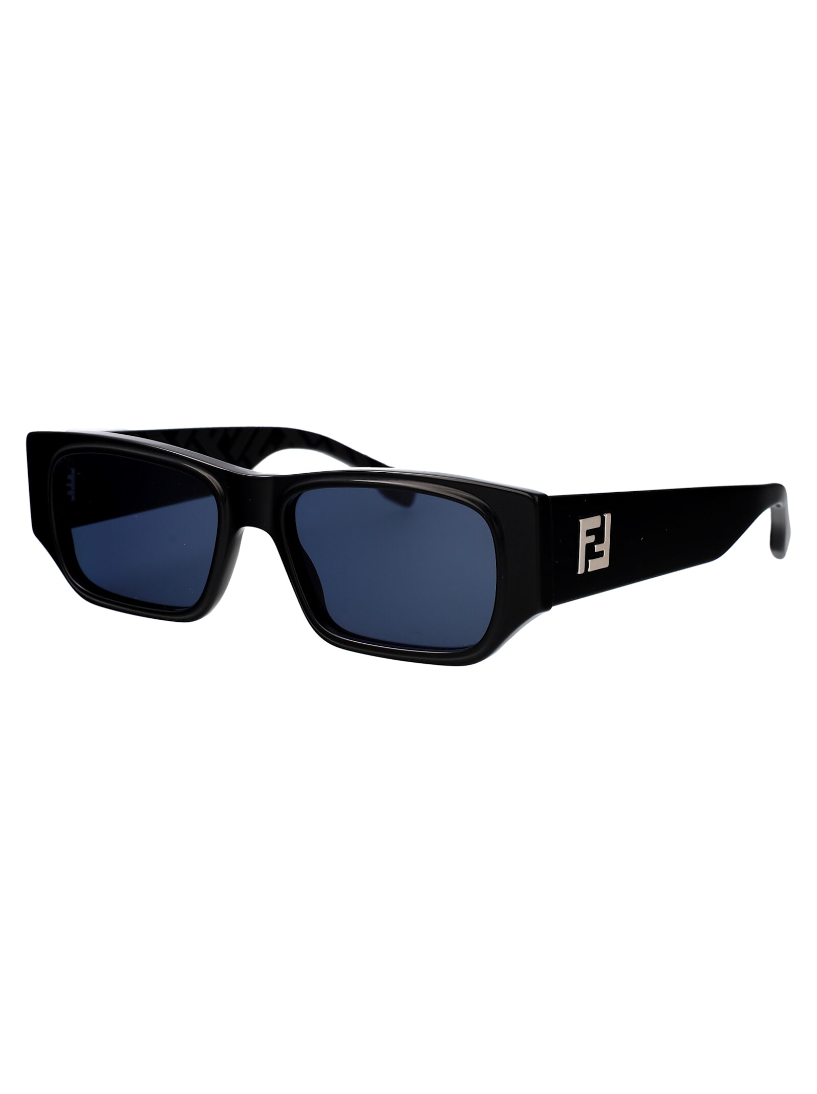 Shop Fendi Ff Squared Sunglasses In Black Blue