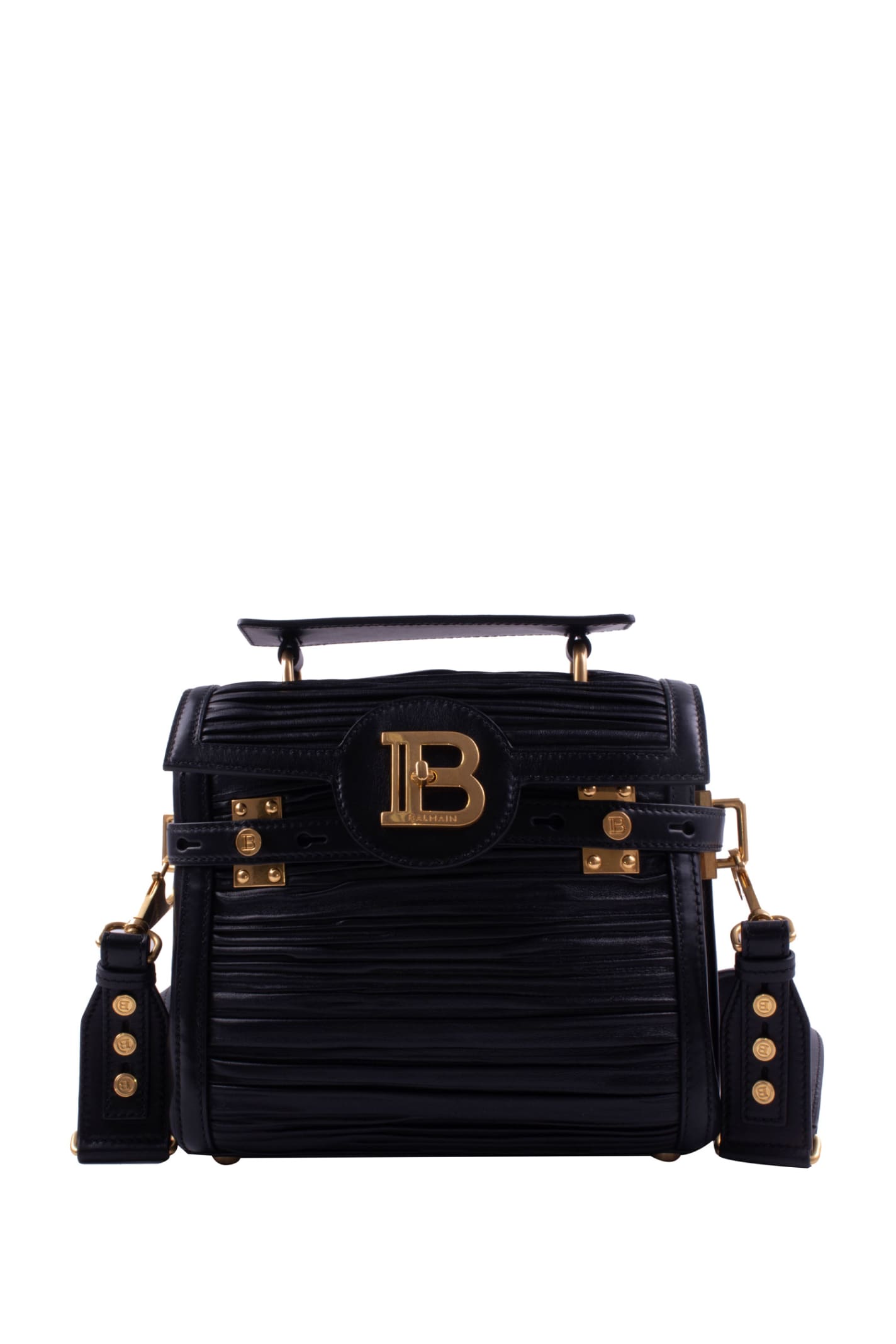 Balmain Black Leather B-buzz 23 Bag