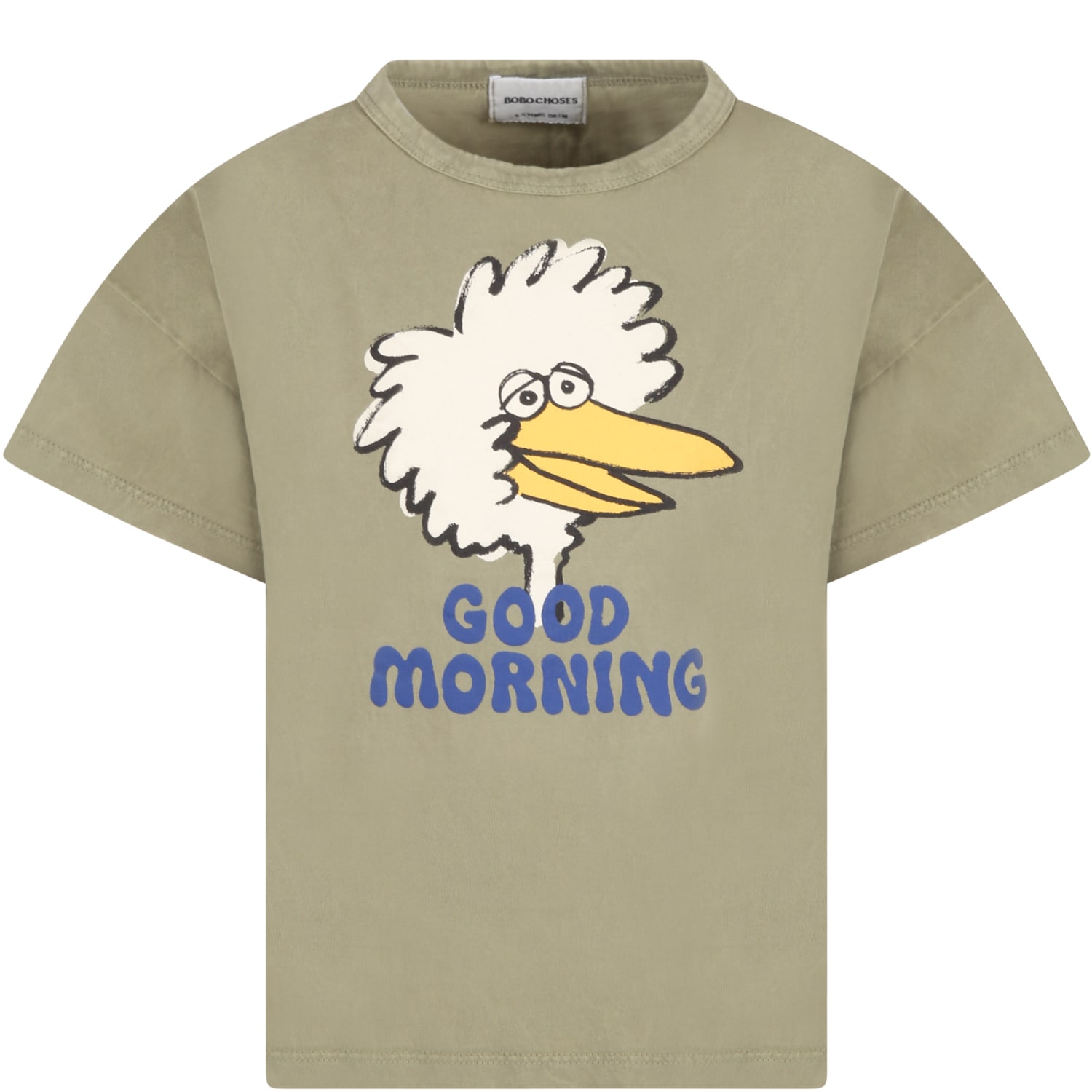 Bobo Choses Green T-shirt For Kids With Bird