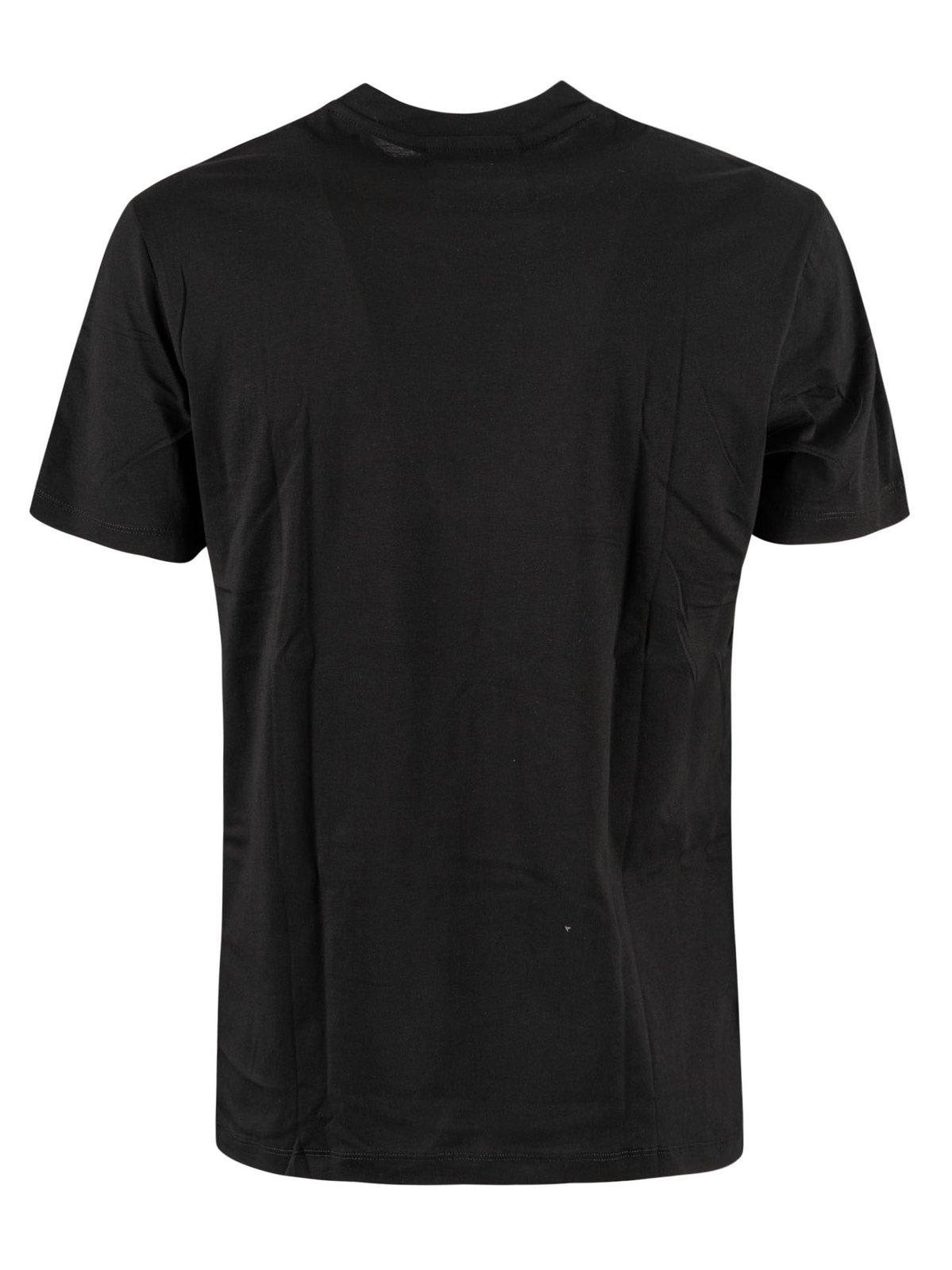 Emporio Armani Black Crewneck T-shirt With Logo Embroidery On The Front In Black