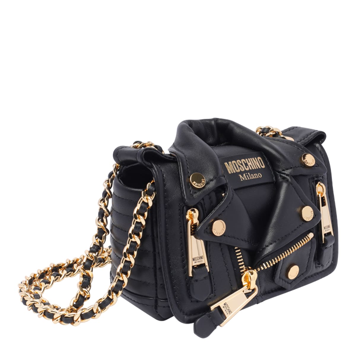 Shop Moschino Biker Bag In Black