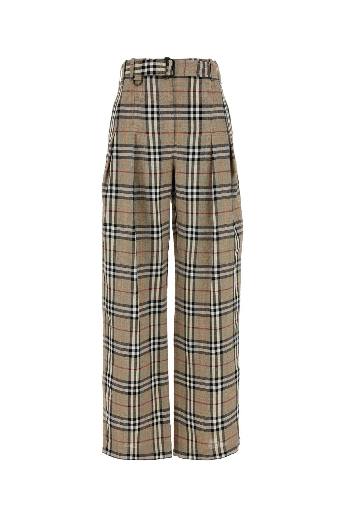 Burberry Brown Embroidered Twill Wide-leg Pant In Neutral