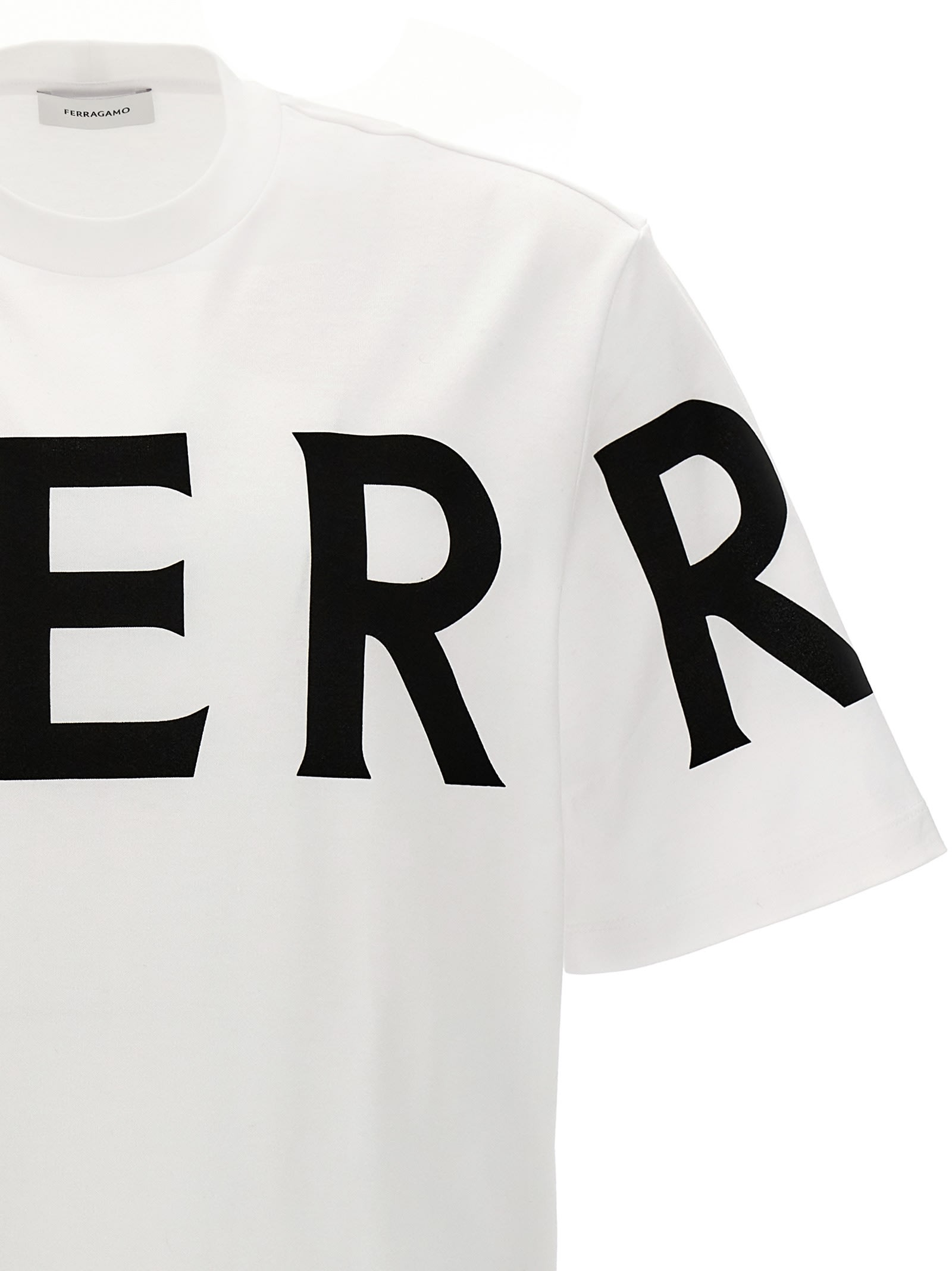 Shop Ferragamo Logo Print T-shirt In White/black