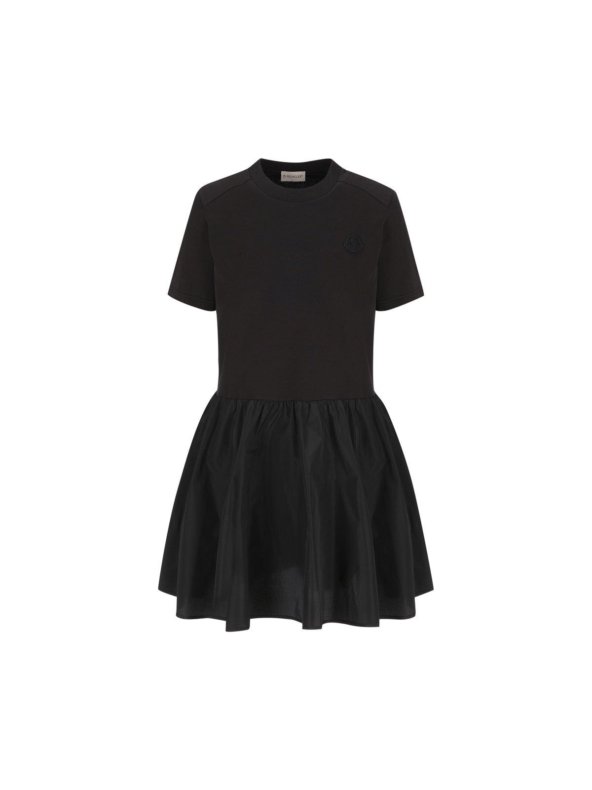 Shop Moncler Slim Fit Flared Mini Dress In Black