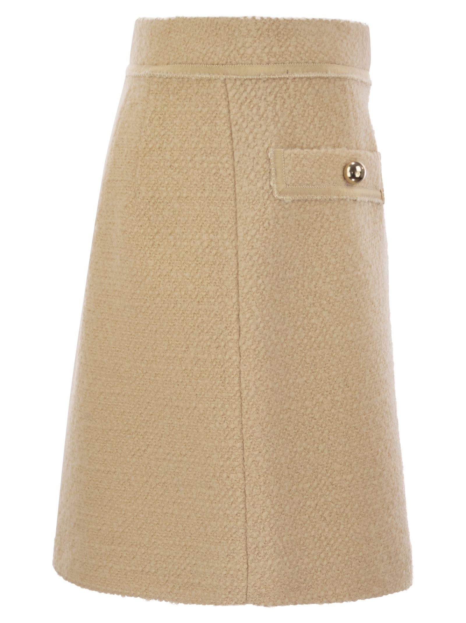 Fay Short Skirt With Boucle Details In Beige