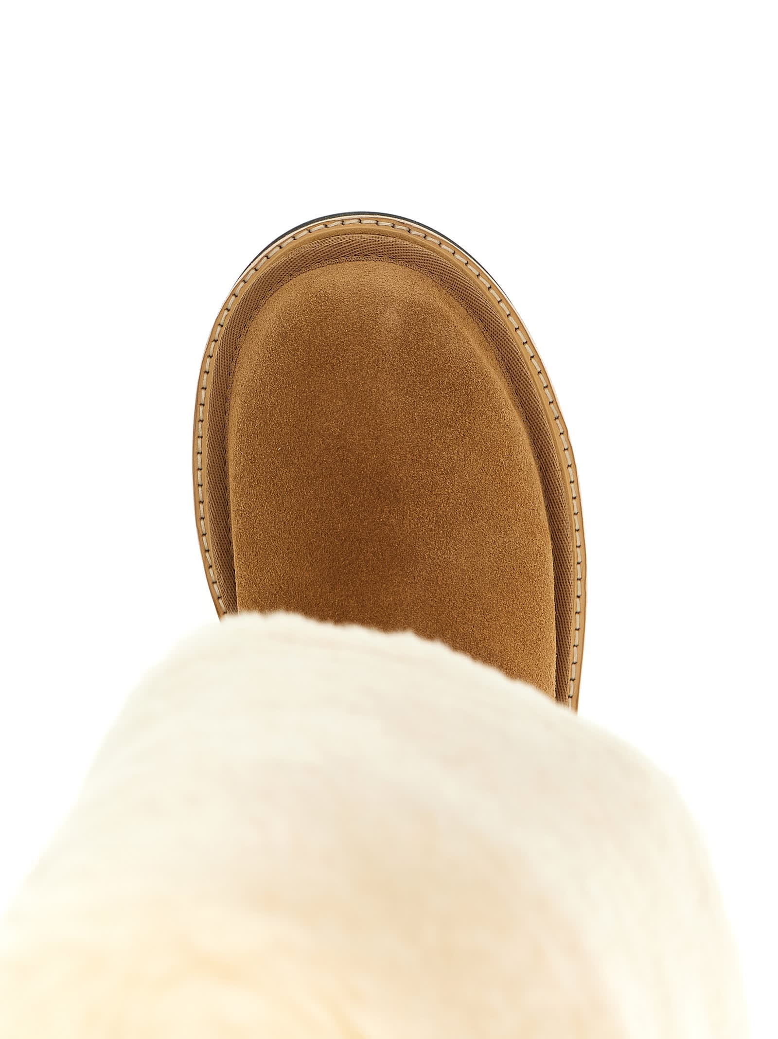 Ugg Sacai Platform Knee High Fur Trim Boots In Nude