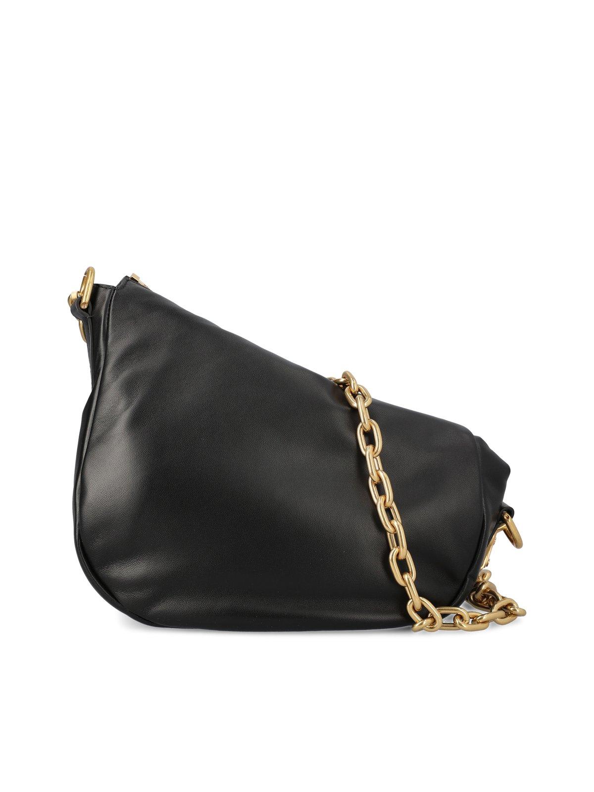 Shop Burberry Small Knight Chain-linked Shoulder Bag In Black