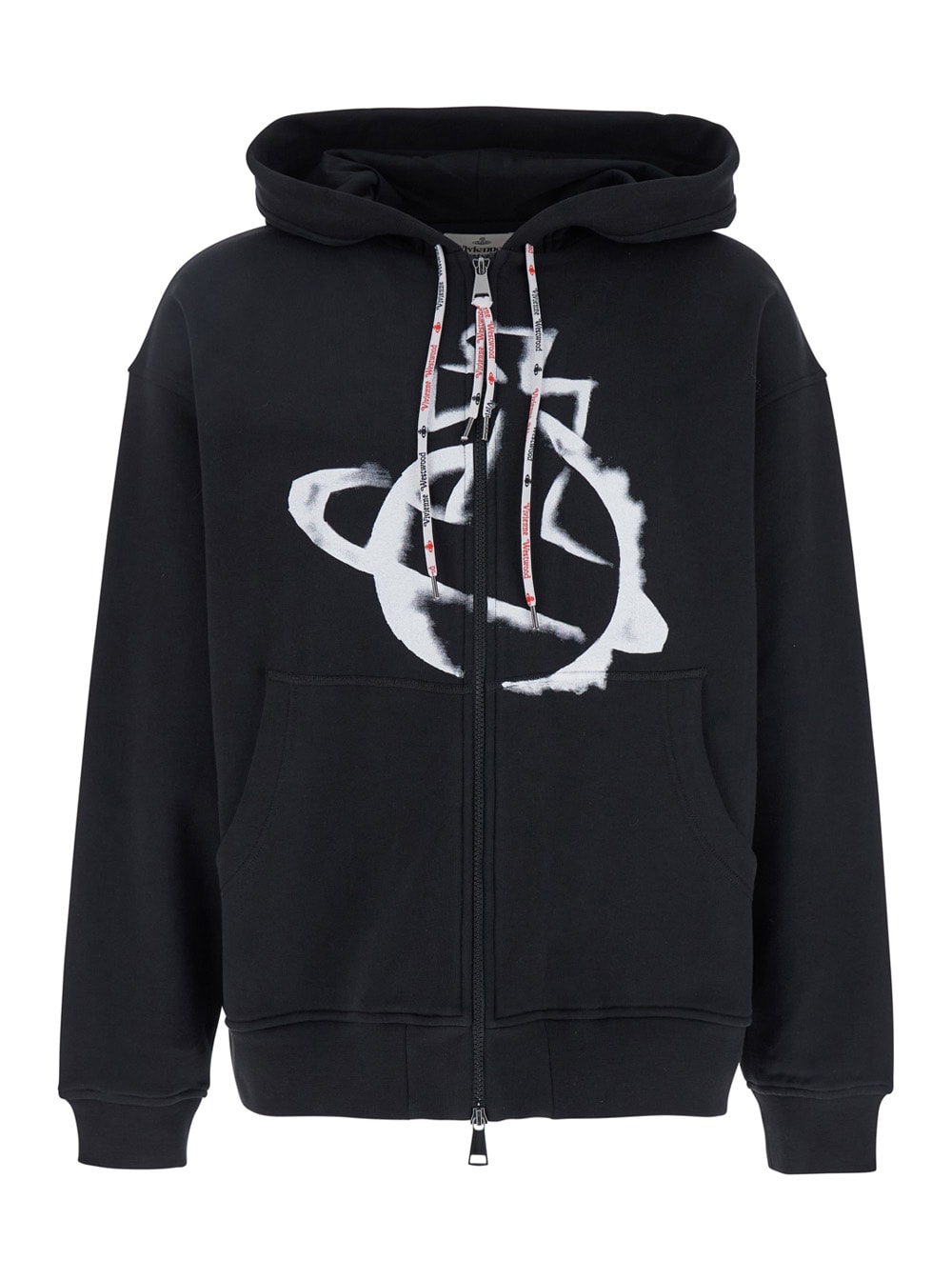 Vivienne Westwood Black Sweatshirt With Drawstring Hood And Maxi Orb Logo On The Front In Cotton Man