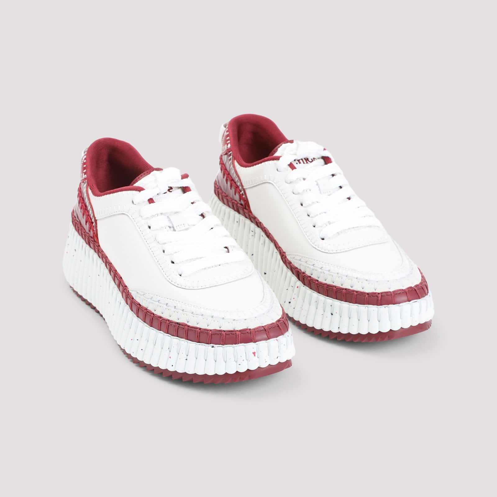 Shop Chloé Red And White Sneakers