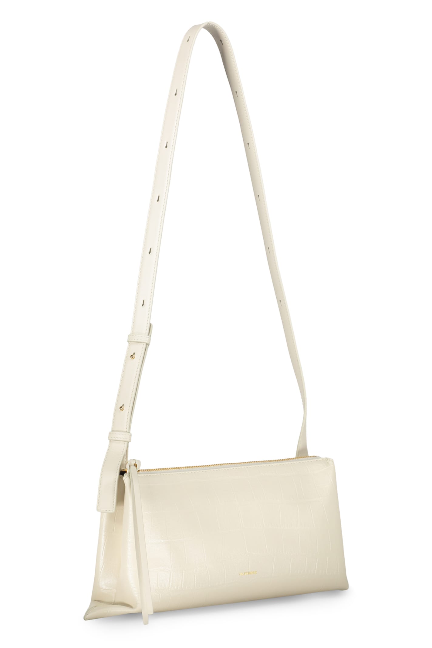 Shop Jil Sander Leather Crossbody Bag In Ecru