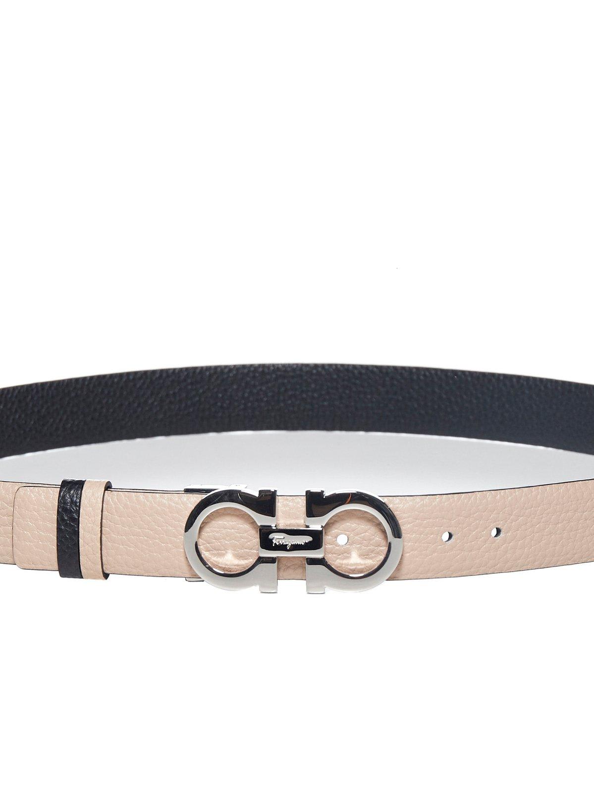 Ferragamo Gancini Buckle Reversible Belt In Nude